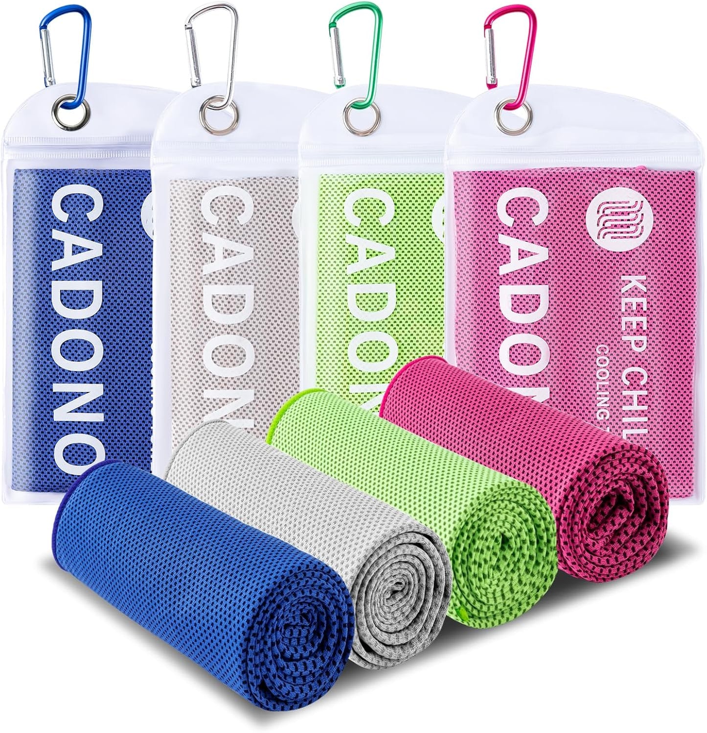 4 Pack Cooling Towel (40"x12"), Soft Breathable Chilly Towel, Ice Towel, Microfiber Towel for Yoga, Sport, Running, Workout,Gym, Camping, Fitness, Workout & More Activities(Multicolor)