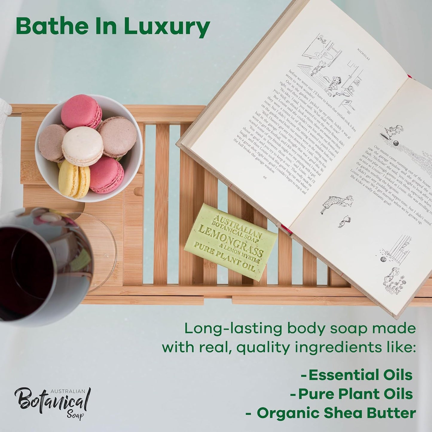 Australian Botanical Soap Lemongrass and Lemon Myrtle 6.6 oz Triple Milled Luxury Soap Bar Enriched with Shea Butter and Natural Oils, Pack of 1