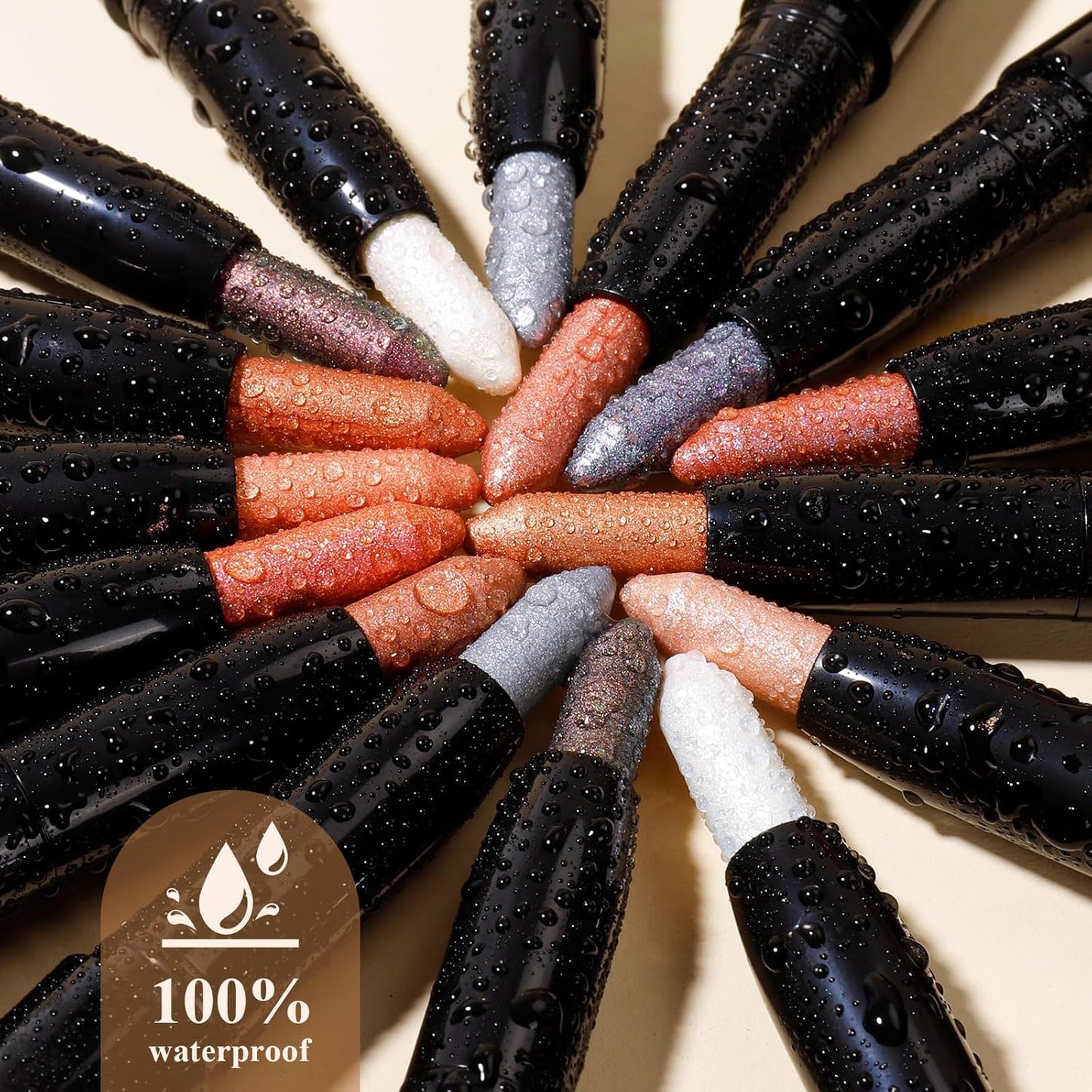 Longwear Cream Eye Shadow Sticks(72 Grapefruit Shimmer),Smudge-Proof, Waterproof Eyeshadow,Silky Formula Glitter With Makeup Brush,Orange Eyeshadow Stick