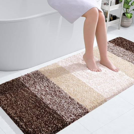 OLANLY Bathroom Rugs Mat 50x30, Extra Soft Absorbent Microfiber Bath Rugs, Rubber Backing, Quick Dry, Machine Washable Bath Mats for Bathroom Floor, Tub and Shower, Home Decor Accessories, Brown