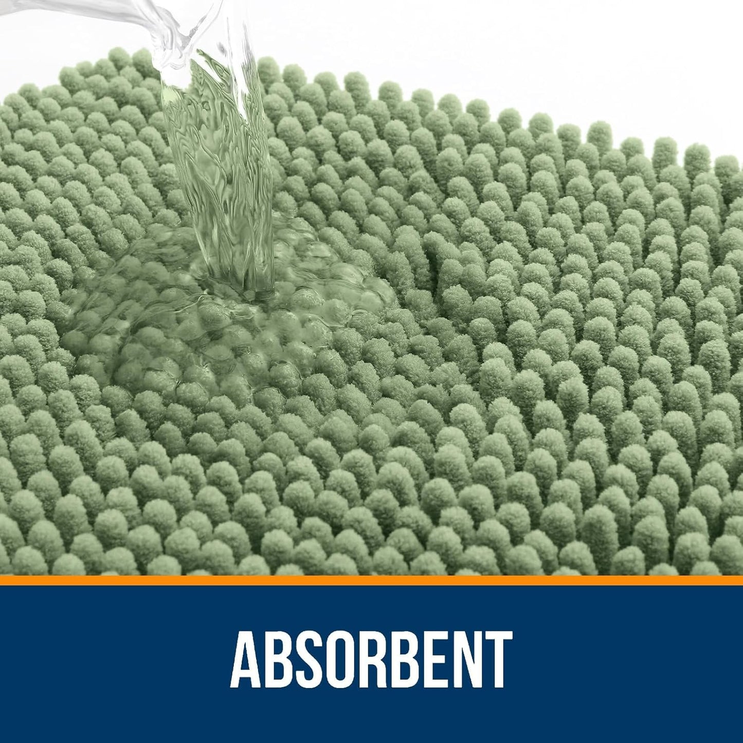 OLANLY Toilet Rugs U-Shaped 24x24, Extra Soft Absorbent Chenille Contour Bathroom Rugs for Toilet, Dry Quickly, Machine Washable, Non-Slip Bath Mat, Sage Green