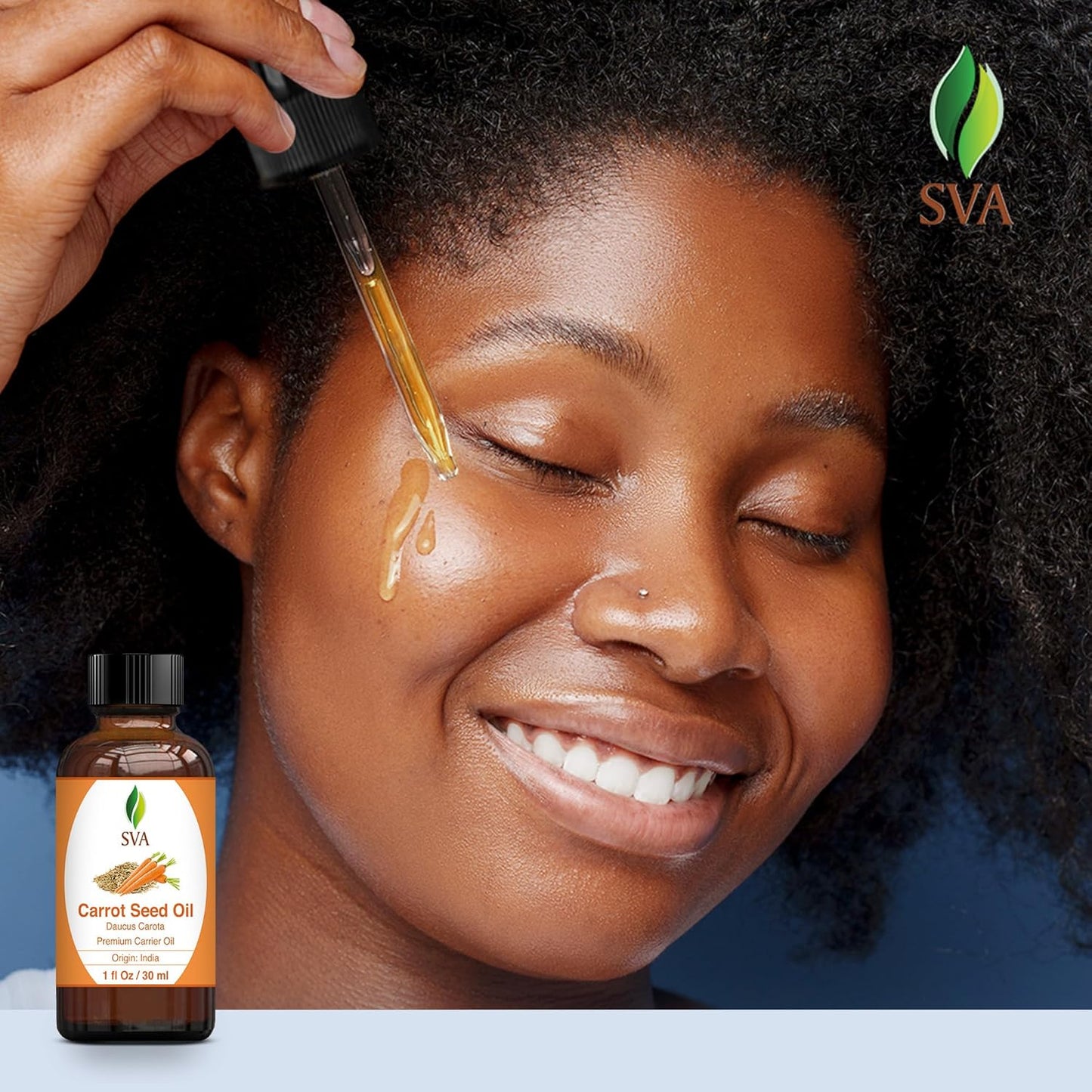 SVA Carrot Seed Oil - 1 Fl Oz – 100% Natural Cold Pressed Carrot Oil - for Face, Skin Care, Hair Care, Scalp Massage & Body Massage – Carrier Oil with Dropper