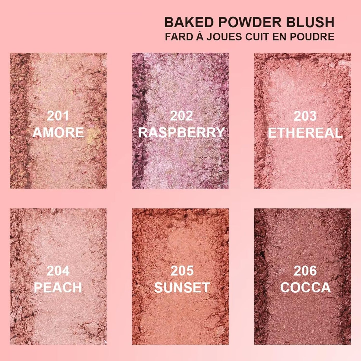 Baked Blush, Marbleized Blush for Cheeks, Shimmery Satin Finish Powder Blushes Palette, Buildable Color Natural Face Makeup Powder