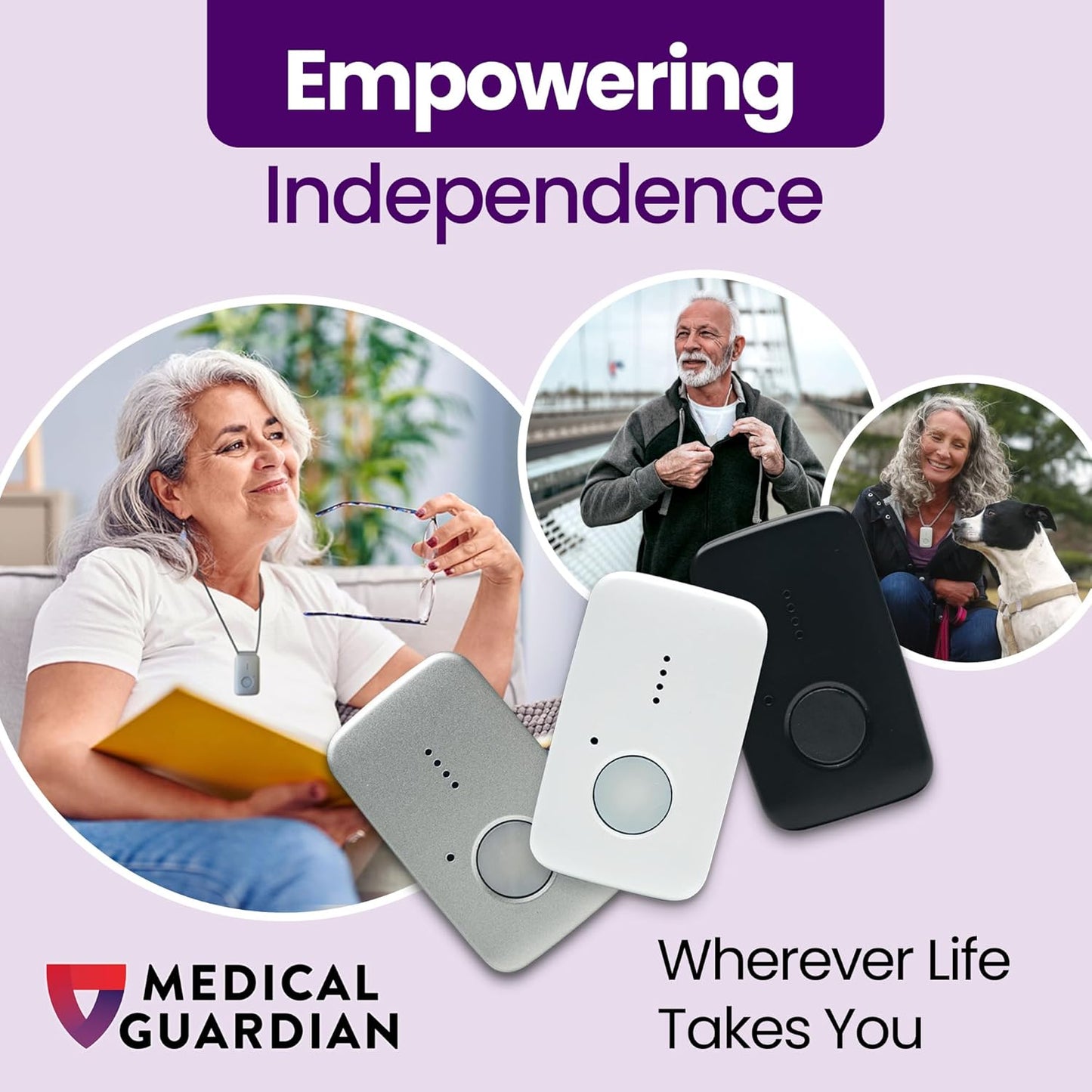 Medical Guardian MGMini | Medical Alert Device for Seniors | Water-Resistant, Emergency Call Button, 24/7 Monitoring, Step Counter, GPS Tracking | Monthly Subscription Required | Pearl