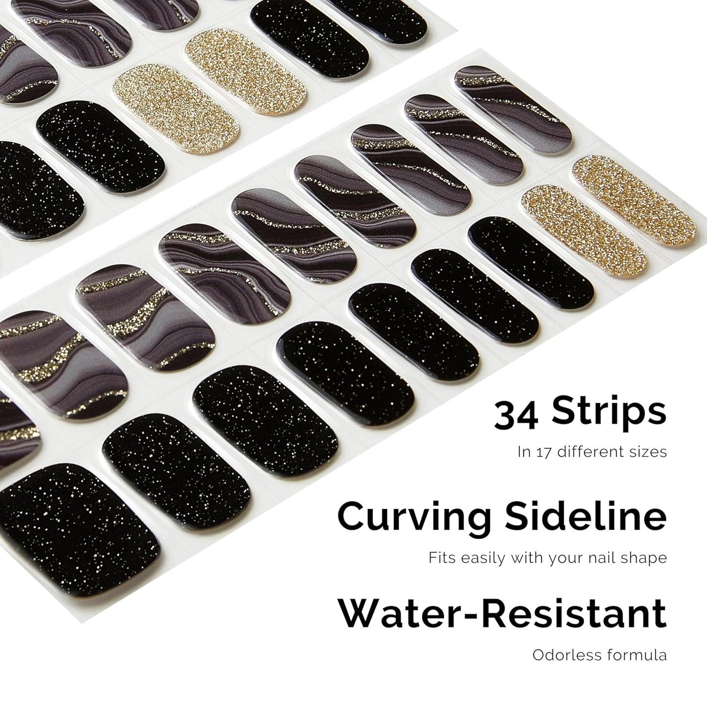 Nailog Semi Cured Gel Nail Strips 34 pcs | Buy 2 Get 1 UV Lamp | Long Lasting Nail Polish Sticker Wraps with Glossy Gel Finish (Drifted)