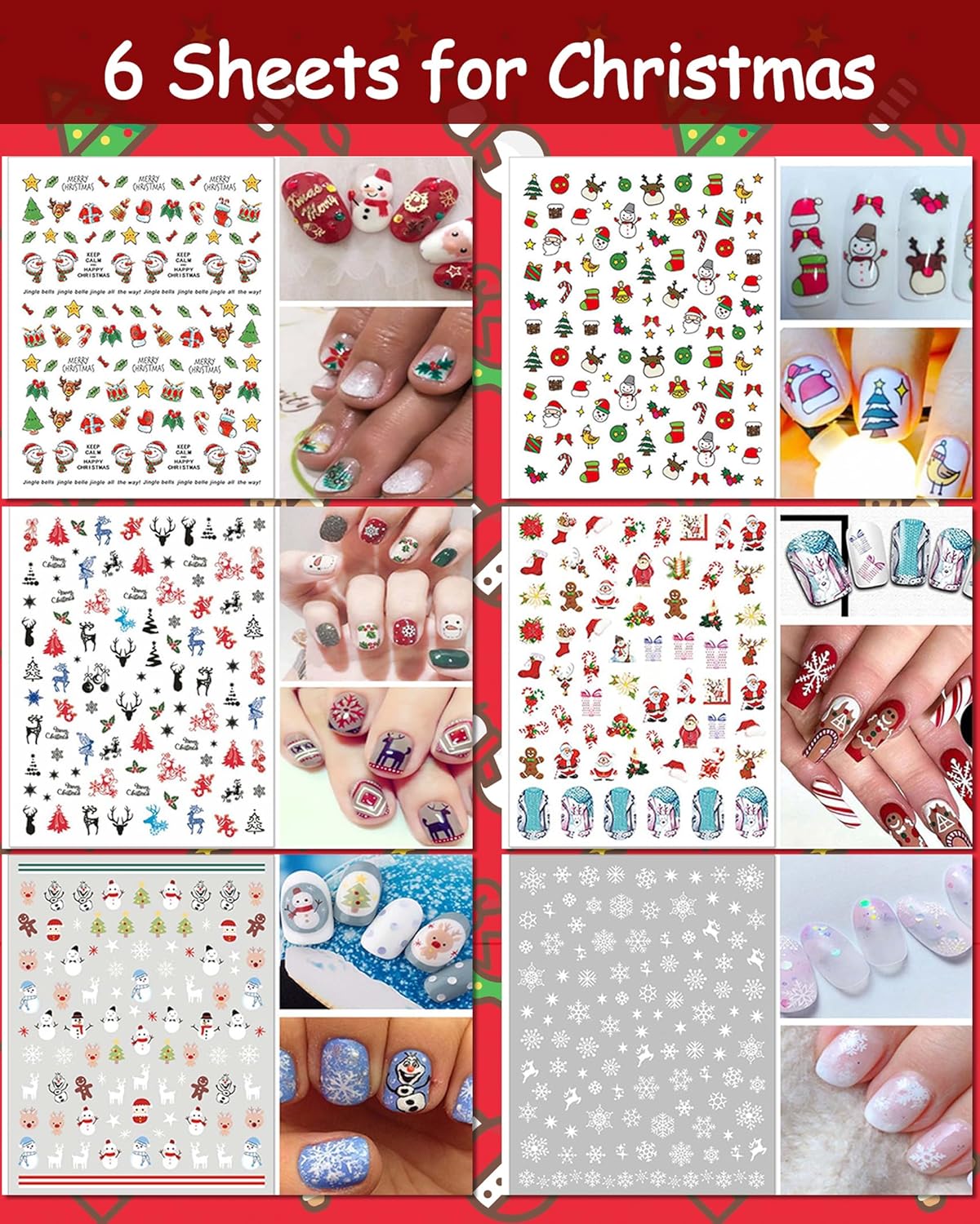 TailaiMei 30 Sheet All Holidays Nail Art Stickers, Christmas Mixed Seasons Variety Pack for Valentine's Day Halloween Fall Nail Decals, Self-Adhesive Year-Round Thanksgiving Nail Decorations