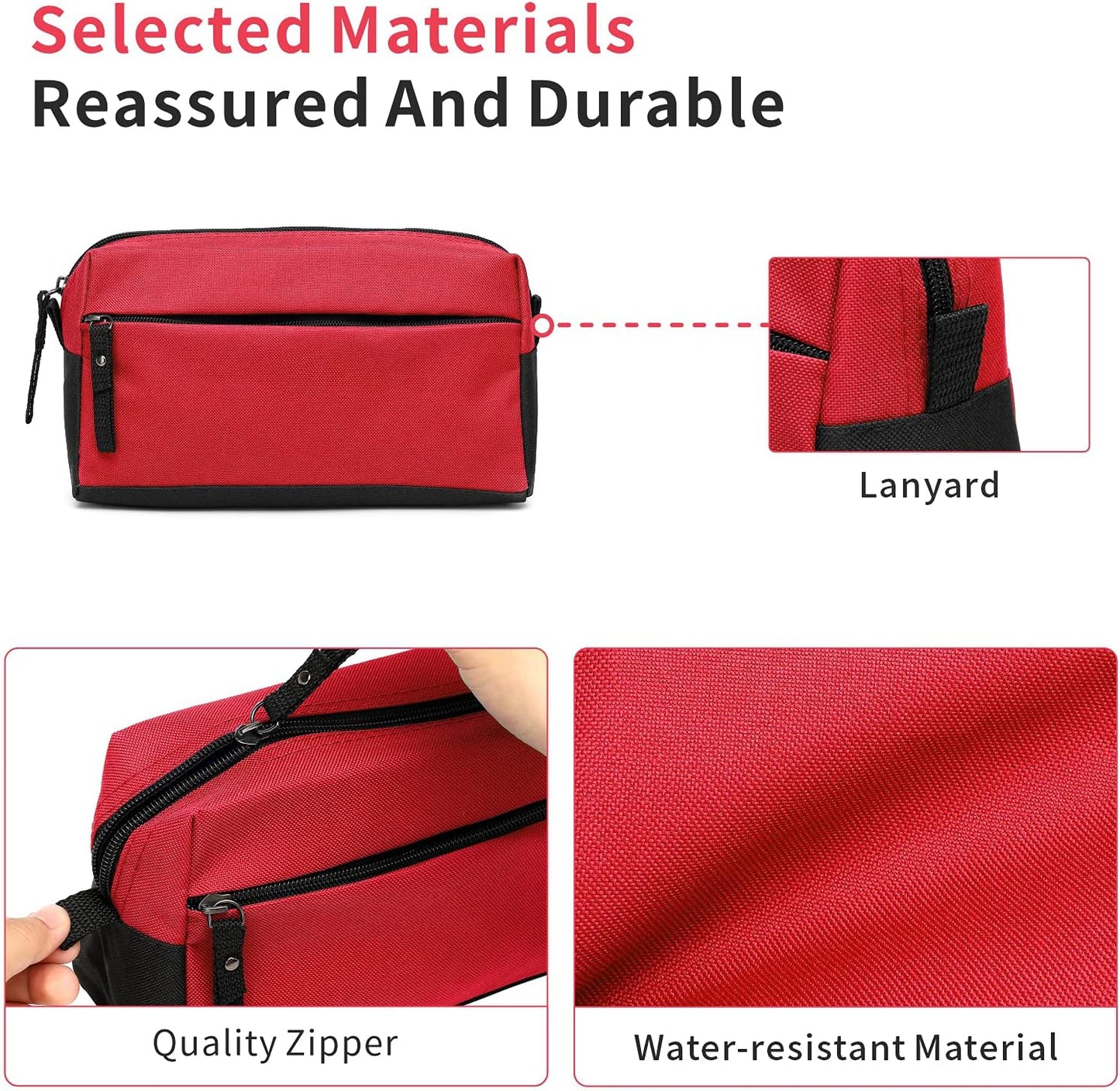 BuyAgain Toiletry Bag, Toiletry Travel Bathroom Bag Waterproof Cosmetic Make up Pouch Dopp Kit For Men or Women, Red