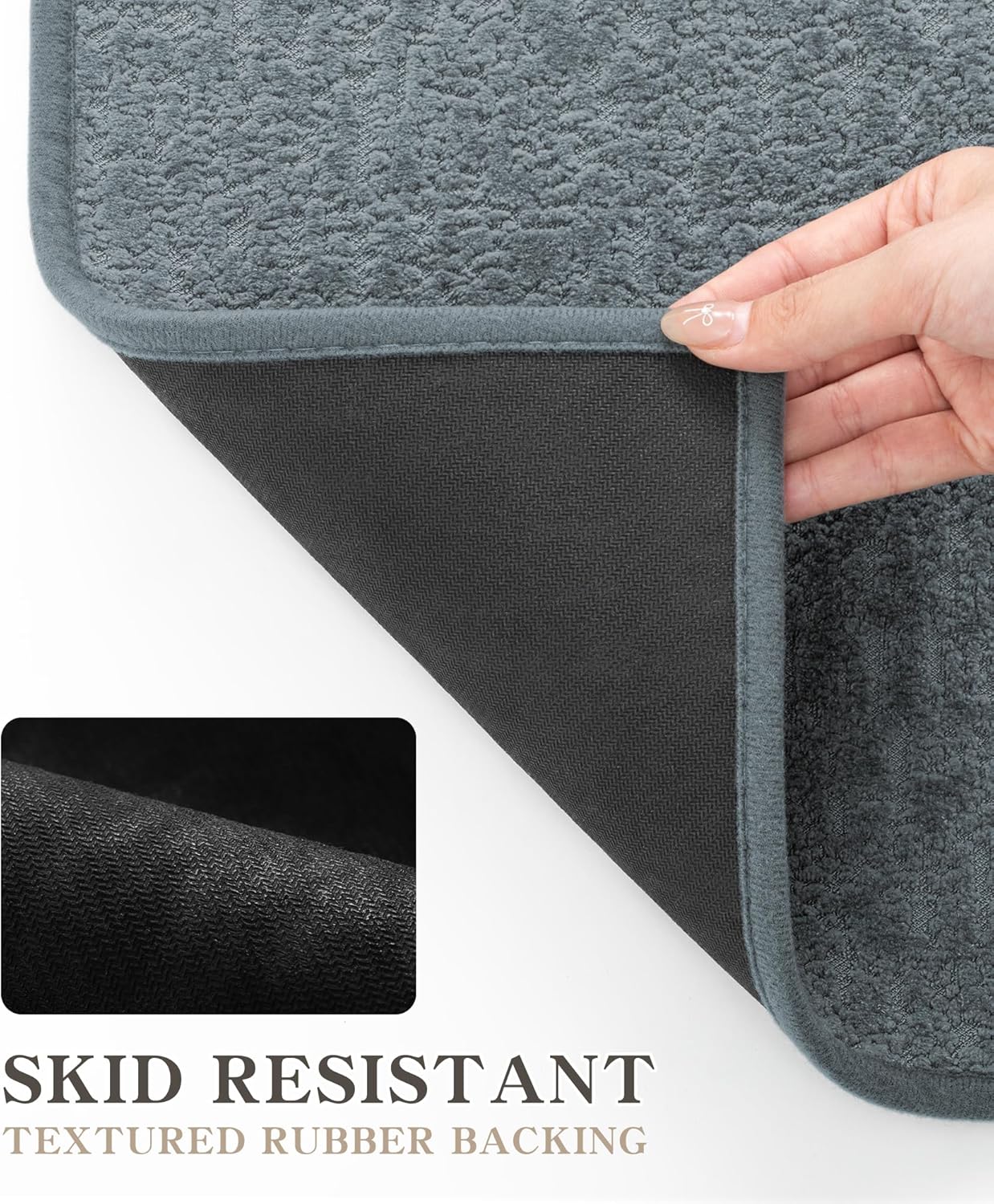 chakme Bathroom Rugs Mat 24x17, Ultra Thin Non Slip Bath Mat Small Quick Dry Absorbent Bath Mat for Bathroom Floor, (Light Blue, 24"x17")