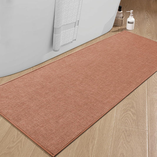 chakme Bathroom Rugs Mat 59x24, Ultra Thin Non Slip Bath Mat Large Quick Dry Absorbent Bath Mat for Bathroom, (Dark Pink, 59"x24")