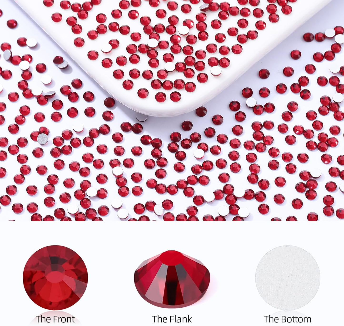 Siam Flatback Rhinestones, Glass Rhinestones for Nail Art and Craft, Glue Fix, Loose Crystal Gemstones(Siam, SS4, 1440pcs, 1.5-1.7mm)