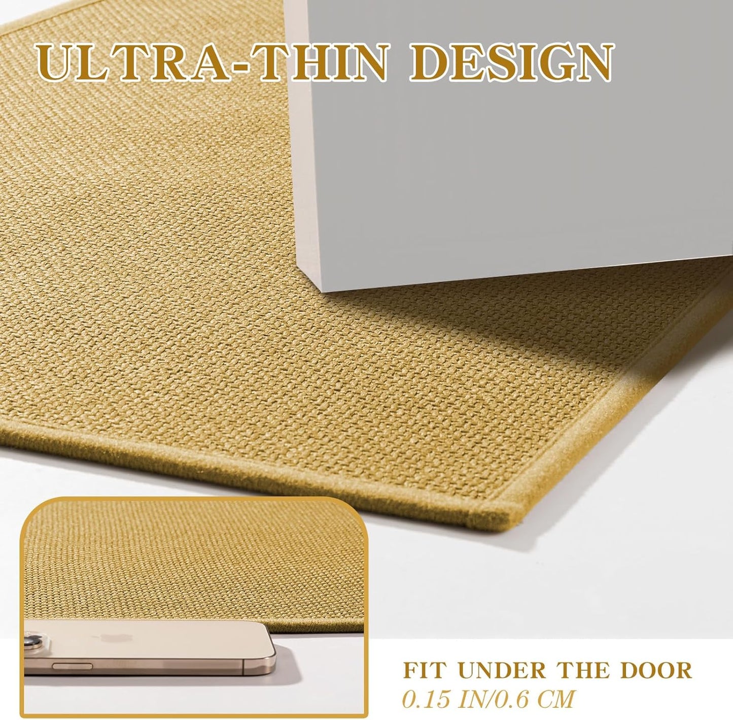 chakme Bathroom Rugs Mat 36x25, Ultra Thin Non Slip Bath Mat Large Quick Dry Absorbent Bath Mat for Bathroom Floor, (Yellow, 36"x25")