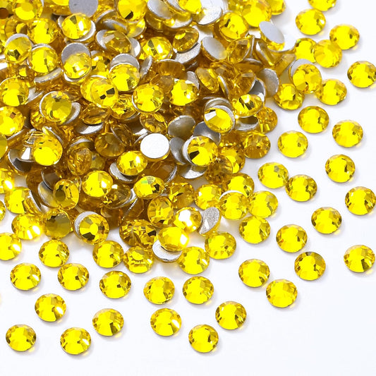 Citrine Flatback Rhinestones, Glass Rhinestones for Nail Art and Craft, Glue Fix, Loose Crystal Gemstones(Yellow, SS10, 1440pcs, 2.7-2.8mm)