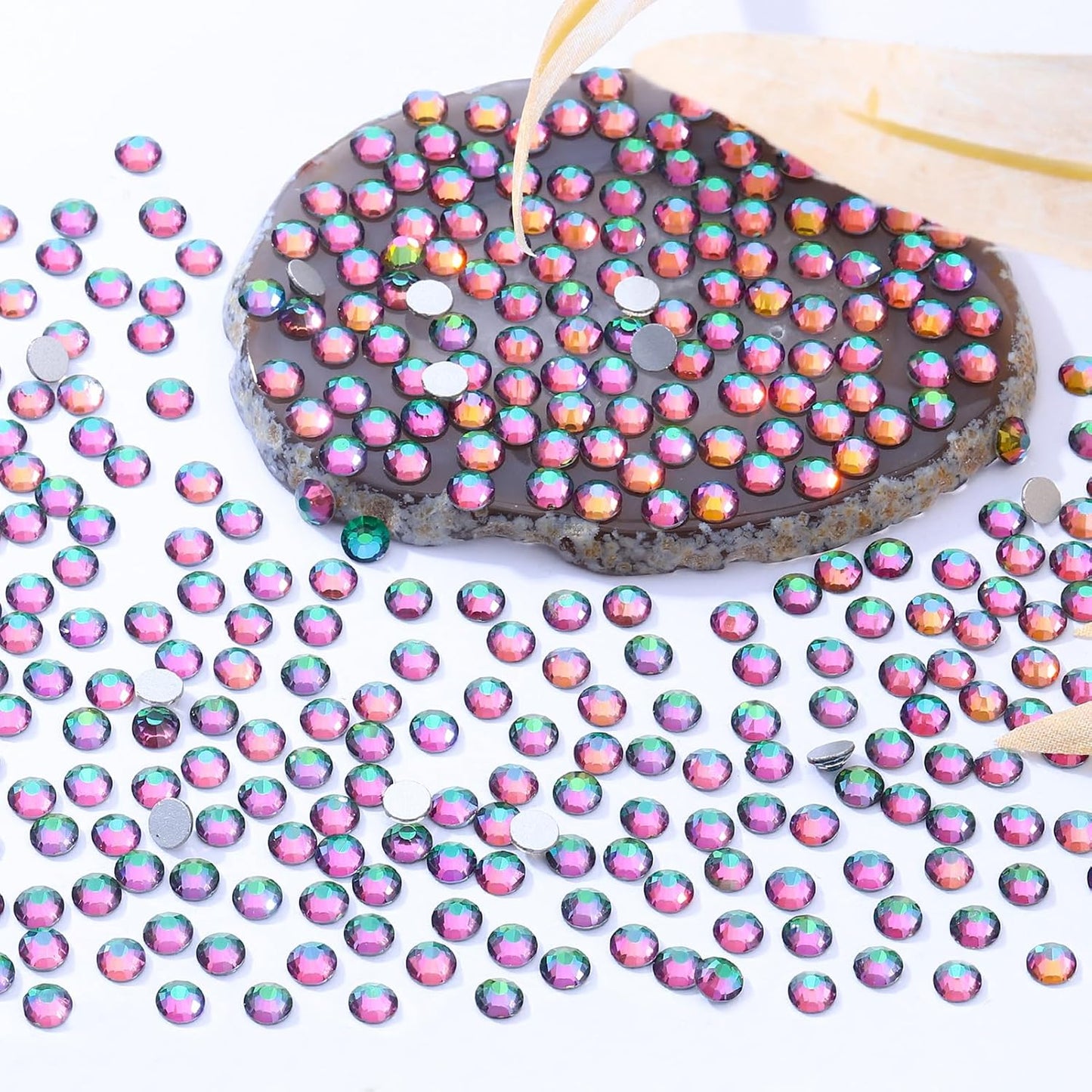 Green Volcano Flatback Rhinestones, Glass Rhinestones for Nail Art and Craft, Glue Fix, Loose Crystal Gemstones(Green Volcano, SS30, 576pcs, 6.4-6.6mm)