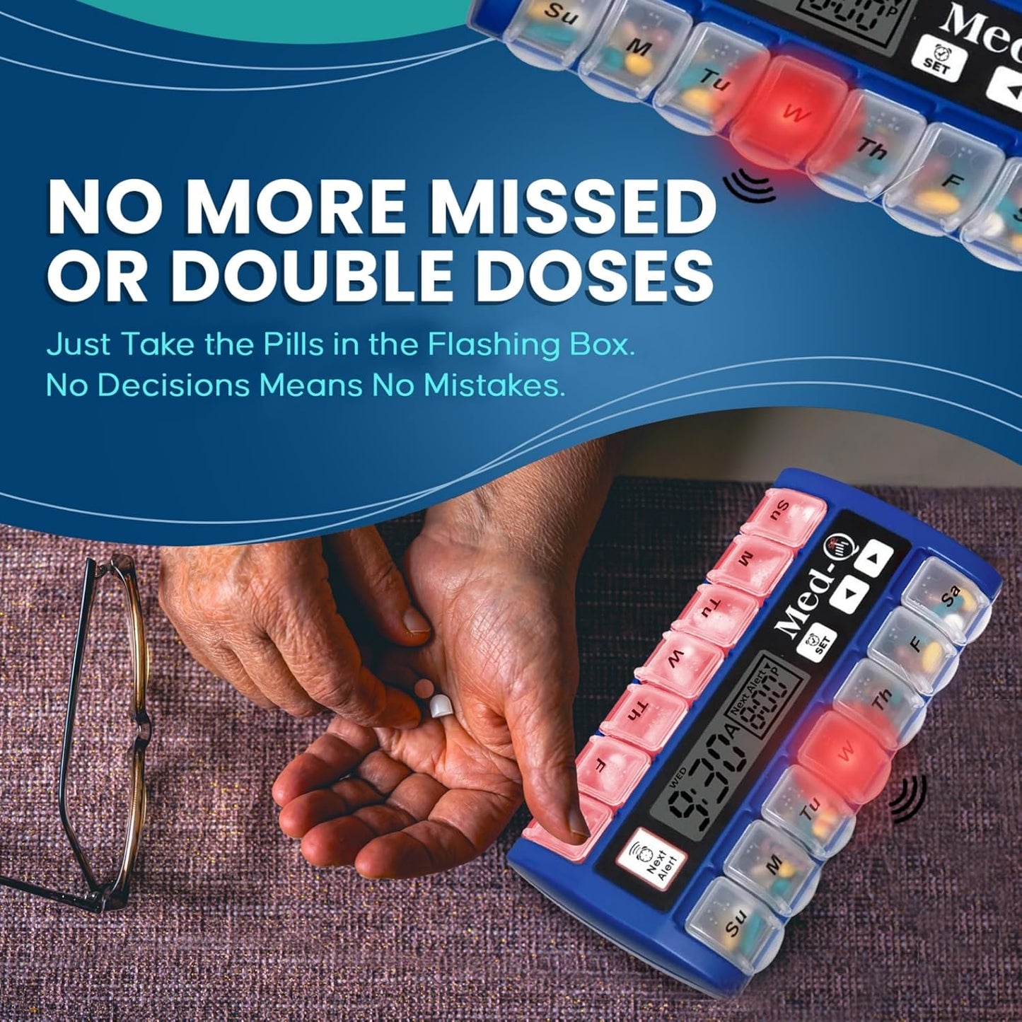 Digital Pill Box with Alarms – Pill Organizer with Flashing Lights & Beeping Reminders – Monthly Pill Dispenser for Seniors, Dementia, Alzheimer’s, Medication & Vitamin Management