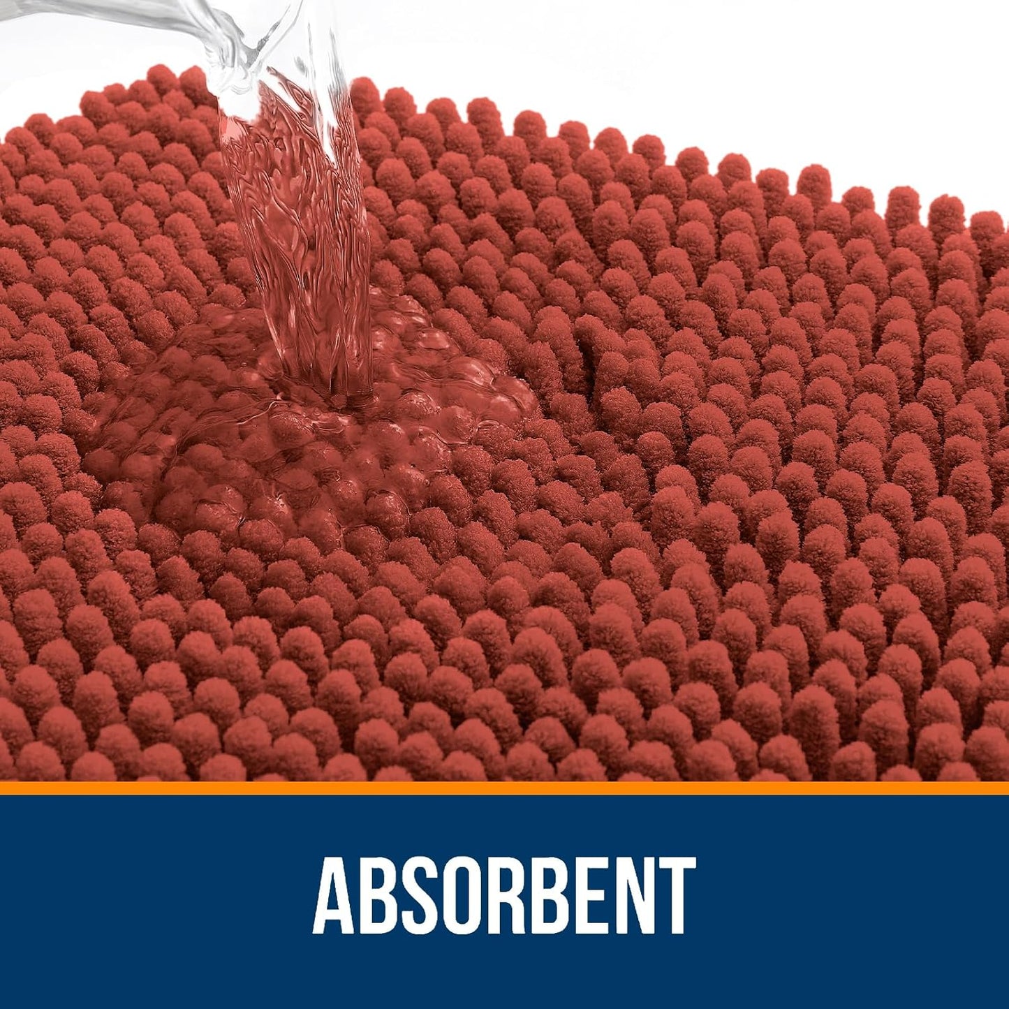 OLANLY Bathroom Rugs 36x24, Extra Soft Absorbent Chenille Bath Rugs, Rubber Backing Quick Dry, Machine Washable Bath Mats for Bathroom Floor, Tub and Shower, Home Decor Accessories, Rustic Terracotta