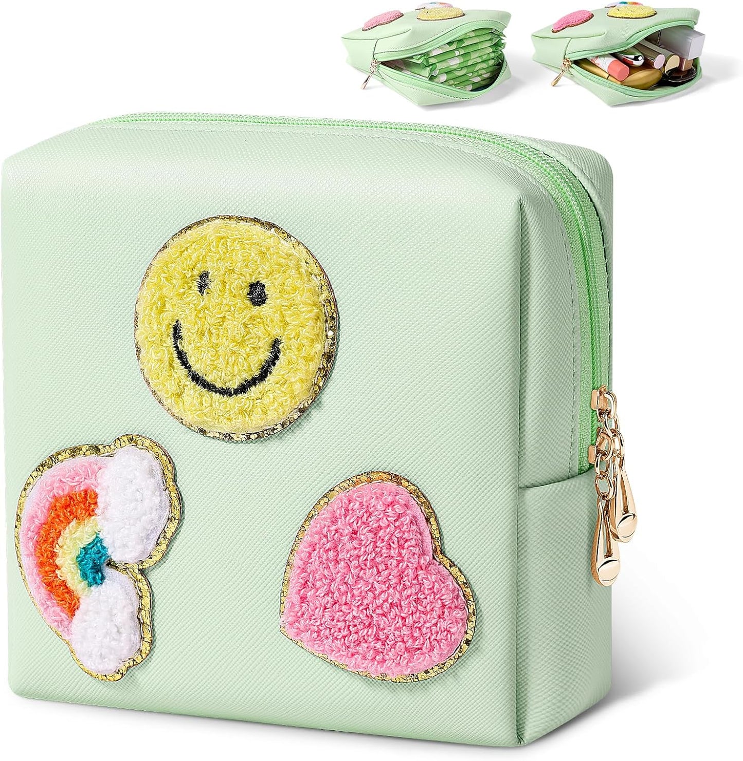 Period Bag for Teen Girls PU Leather Sanitary Pad Bags for Period Teen Period Pads Pouch for Panty Liners, Tampons, Menstrual Cup - Mint