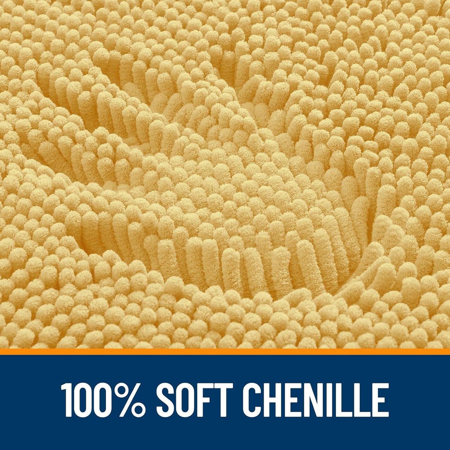 OLANLY Bathroom Rugs 44x24, Extra Soft Absorbent Chenille Bath Rugs, Rubber Backing Quick Dry, Machine Washable Bath Mats for Bathroom Floor, Tub and Shower, Home Decor Accessories, Yellow