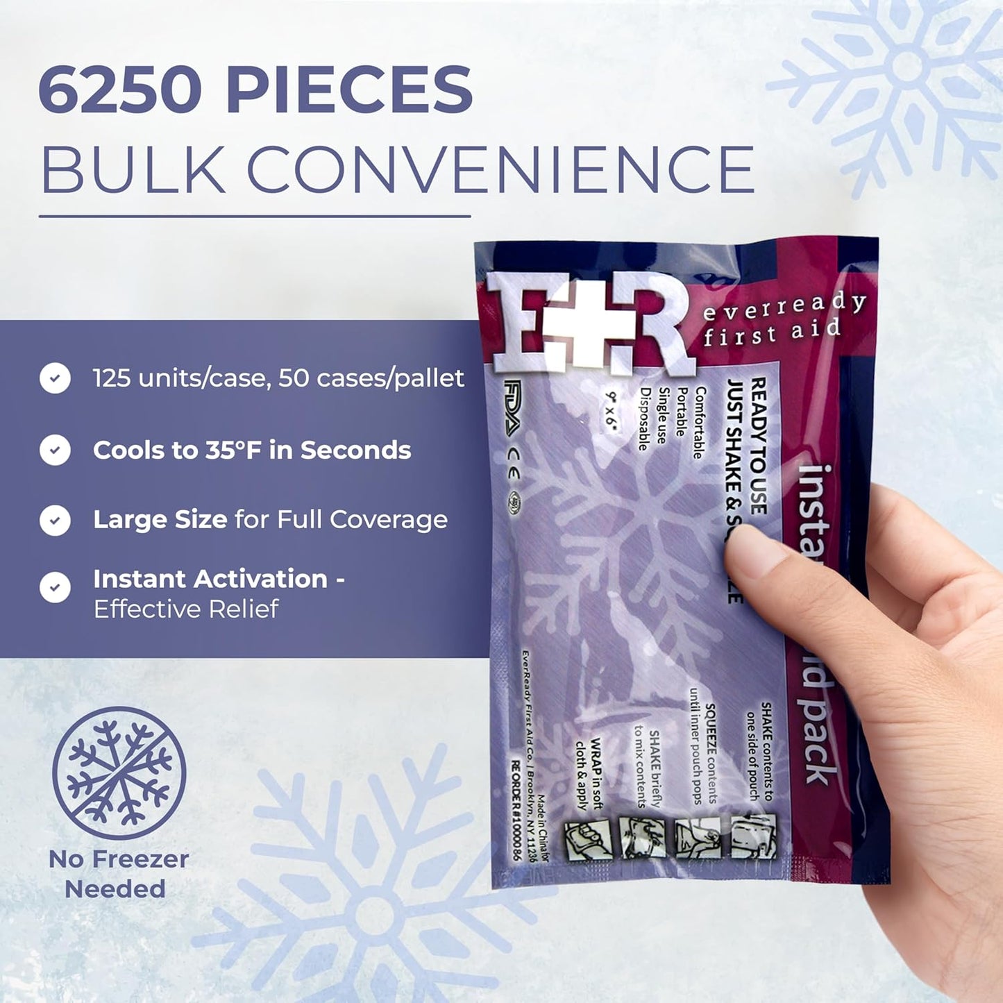 Ever Ready First Aid Disposable Cold Compress – Instant Ice Pack for Injuries, Swelling & Pain Relief – 4.5" x 7" – FSA/HSA Eligible – 3 Pack