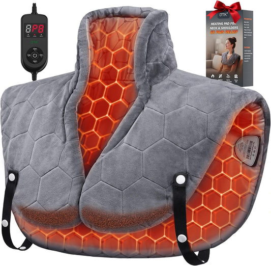 30s Fast Hot Heating Pad for Neck Shoulders and Back, Far Infrared Heating Pad, 6X Deeper Pain Relief, Max 160℉, 8 Temp Settings, 4H Auto Off, Memory Function, 24"X20", Daily Care Gift for Family