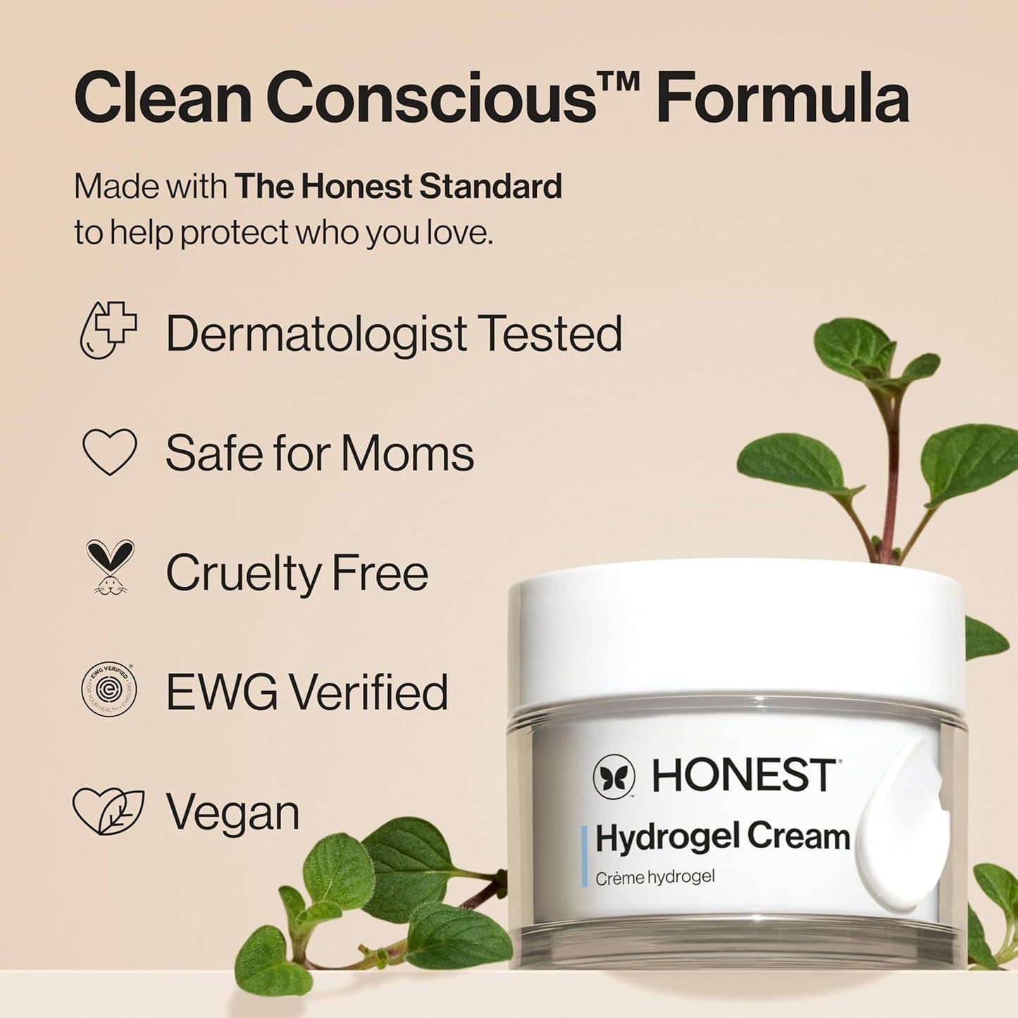 Honest Beauty Mini Hydrogel Cream with Hyaluronic Acid | Lightweight, Moisturizing Water Cream | Gentle for Sensitive Skin, Fragrance Free, Vegan | Travel Size, .57 fl oz