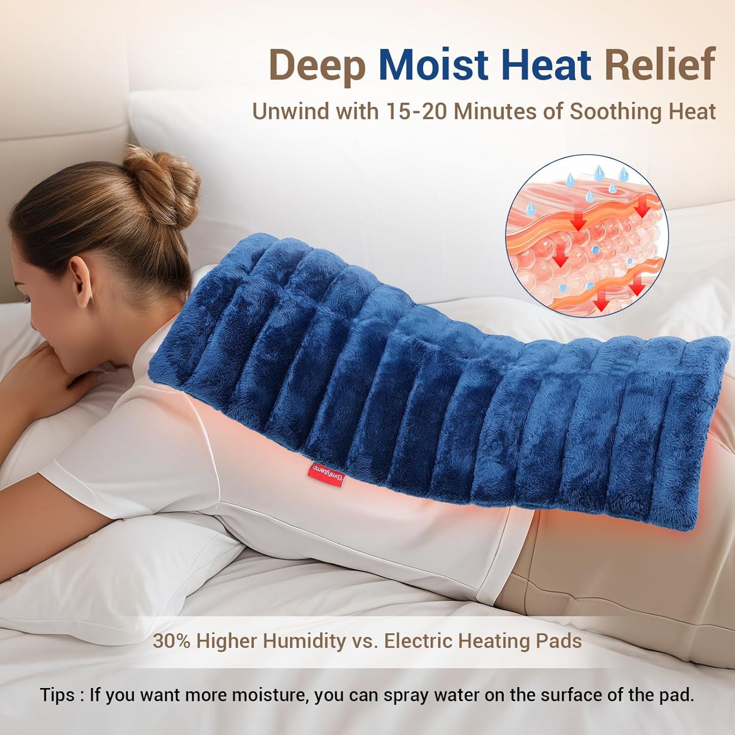 Comfytemp Large Microwave Heating Pad for Back, Neck Shoulders, 12"x22" 3.6 LB Microwavable Moist Heating Pads for Period Cramps, Warm Compress Relaxation Comfort for Women Elderly