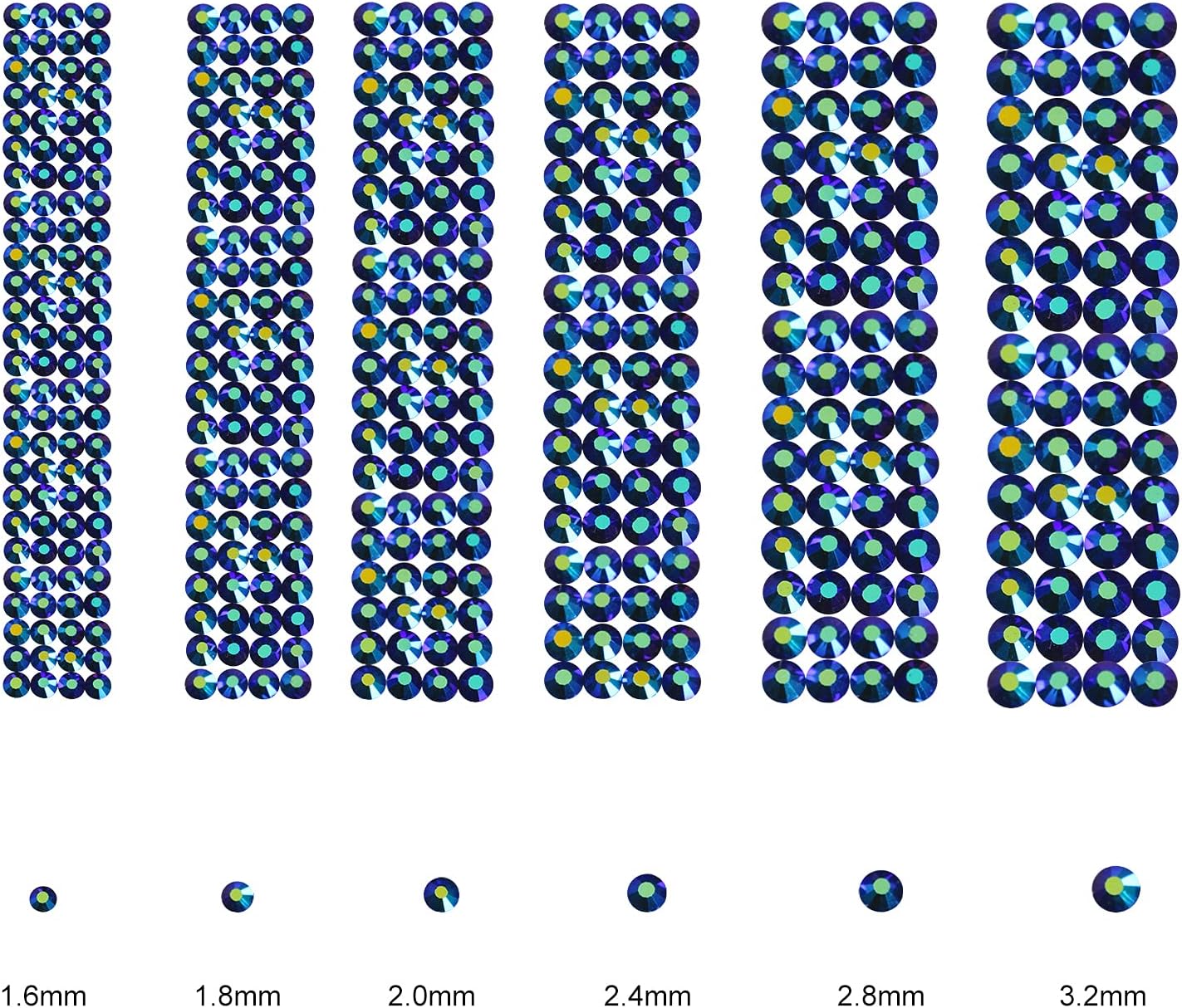 3456pcs Flatback Rhinestones Glass Charms Diamantes Gems Stones for Nail Art 6 Size ss4~ss12 Jet AB