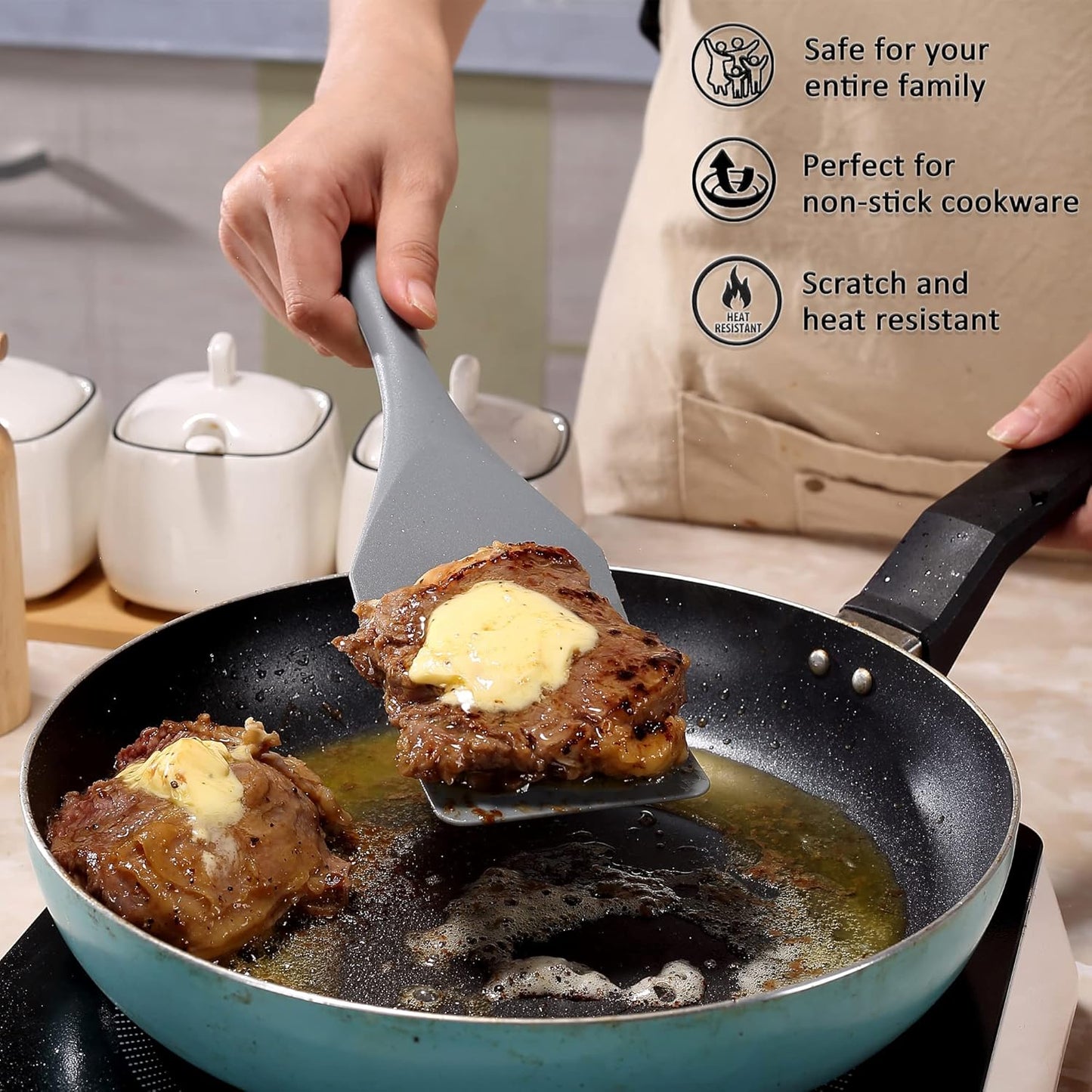 Tongjude Silicone Spurtle Set, Silicone Spatula Set, Heat Resistant Cooking Utensil for Nonstick Cookware, Serving，Baking, Whisking, Smashing, Scooping, Spreading, 8 Piece