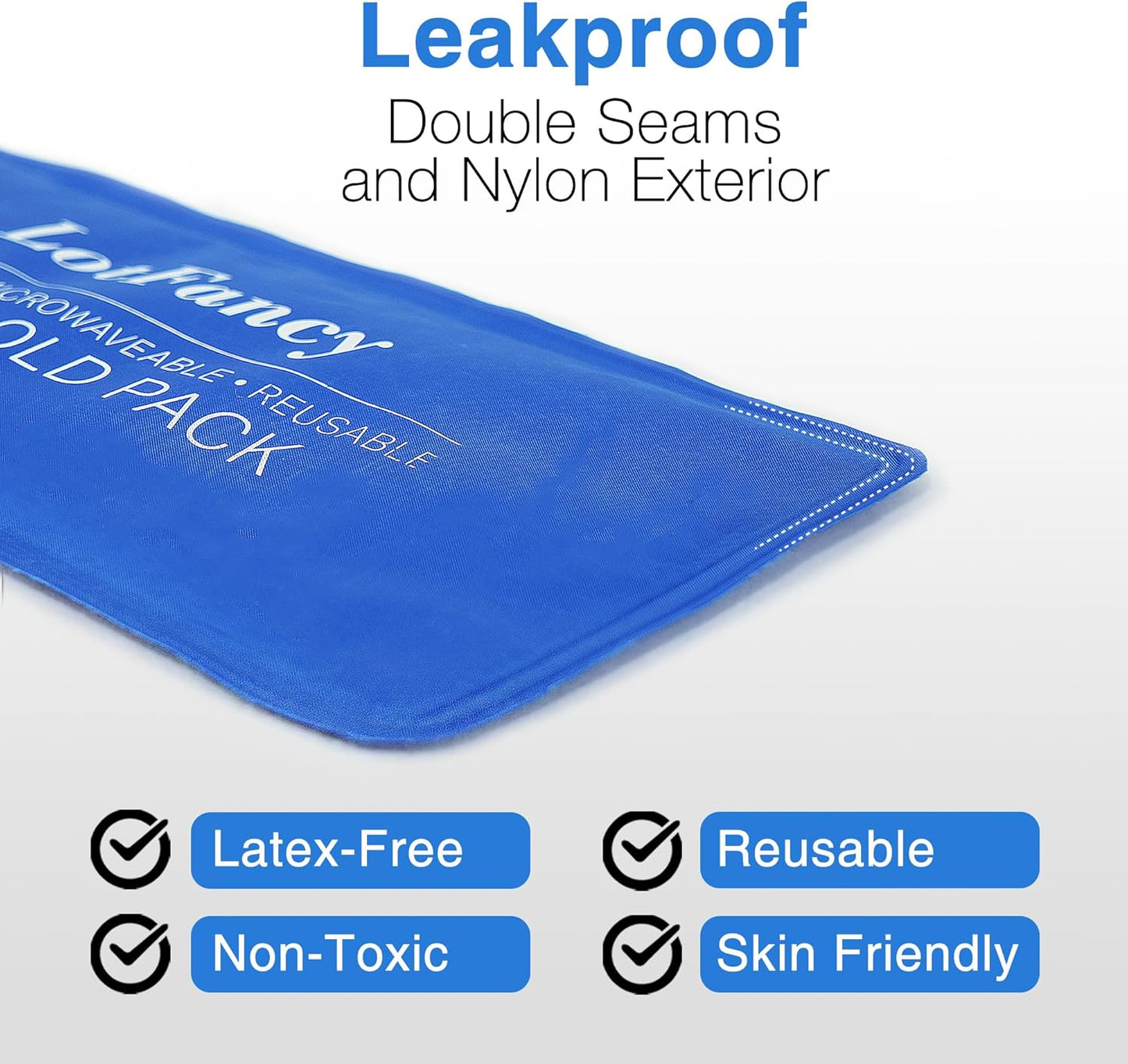 LotFancy Ice Pack for Injuries, Pack of 2, FSA HSA Eligible, Reusable Hot Cold Pack for Therapy, Cooling or Heating Pad for First Aid, Back Shoulder Neck Head Feet Pain Relief, 11 x 5 Inches