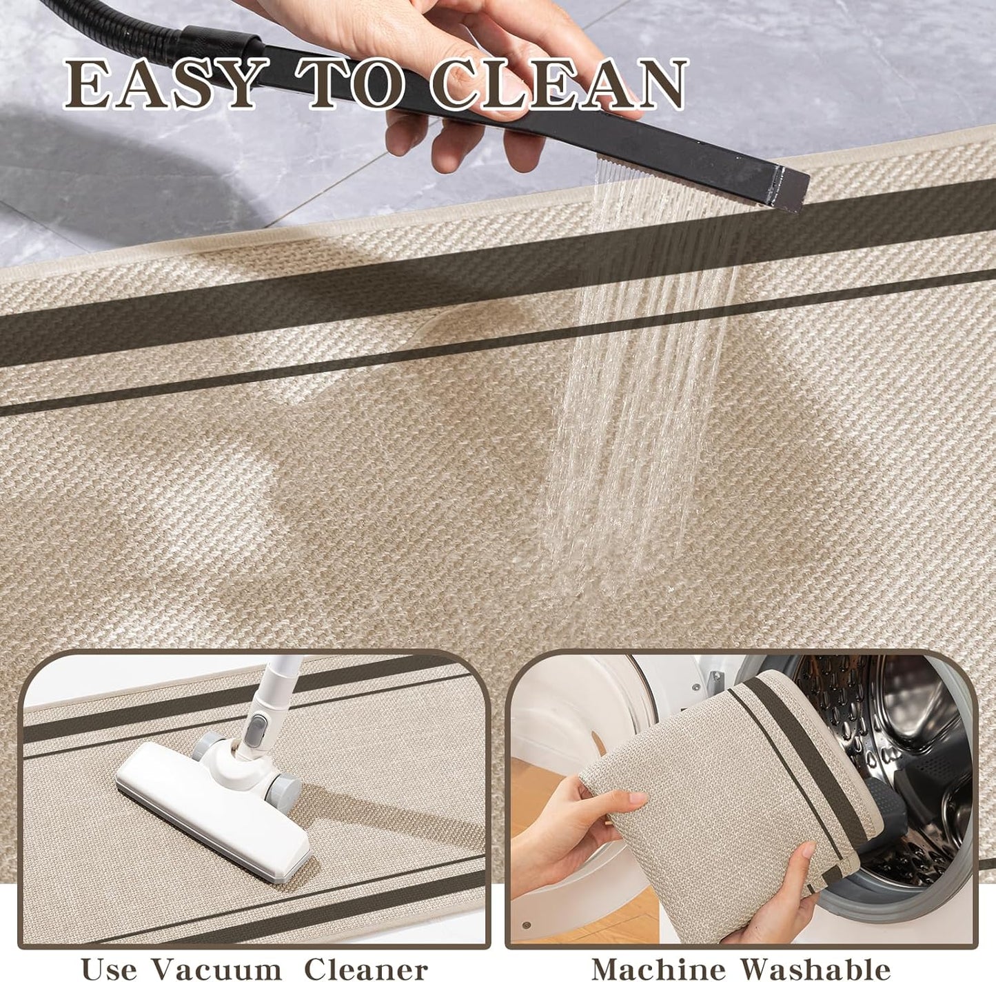 chakme Bathroom Rugs Mat U-Shaped 24x17, Ultra Thin Non Slip Bath Mat Small Quick Dry Absorbent Bath Mat for Bathroom Floor, (Light Beige, U-24"x17")