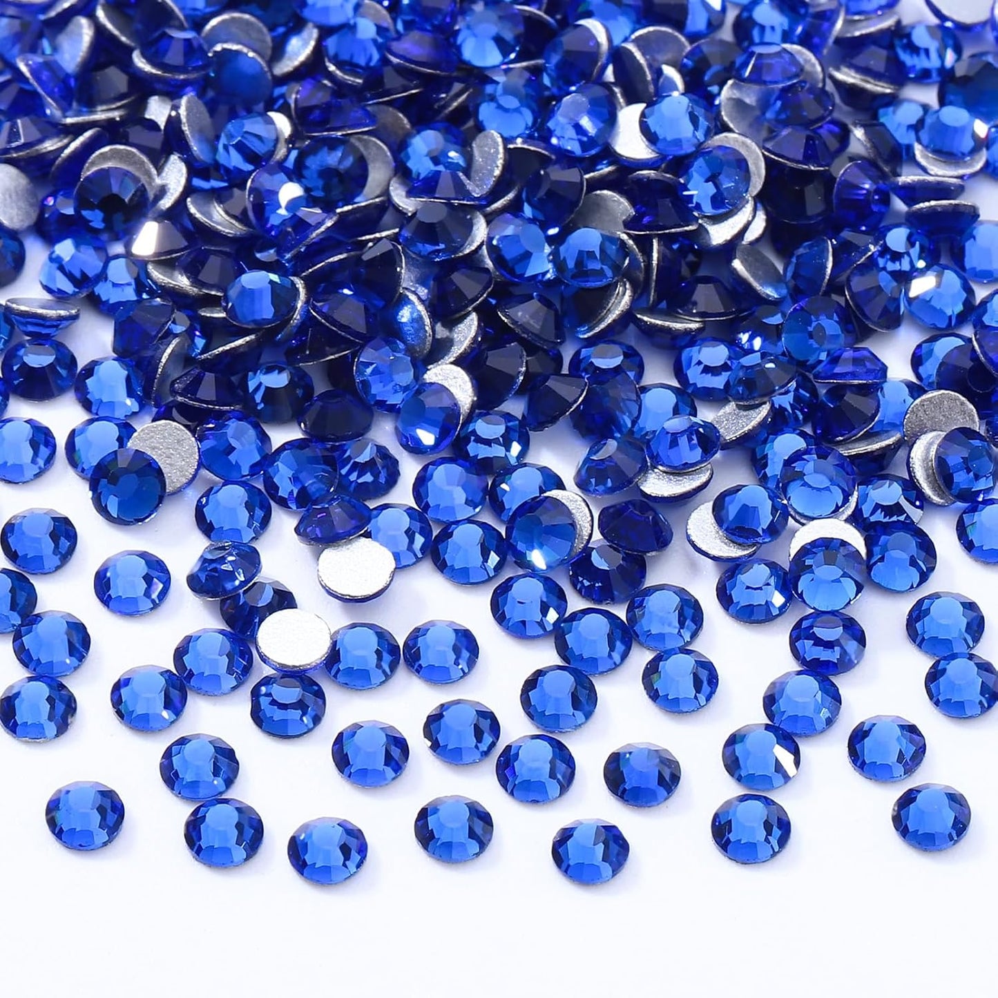 Sapphire Flatback Rhinestones, Glass Rhinestones for Nail Art and Craft, Glue Fix, Loose Crystal Gemstones(Blue, SS6, 2880pcs, 1.9-2.0mm)