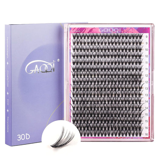 GAQQI Lash Clusters 320Pcs Individual Lashes 30D Mixed 9-16mm Eyelash Clusters C Curl Lash Clusters Look Like Mink Eyelash Extensions Thin Band Soft to Use Self Application(30D-CMIX)