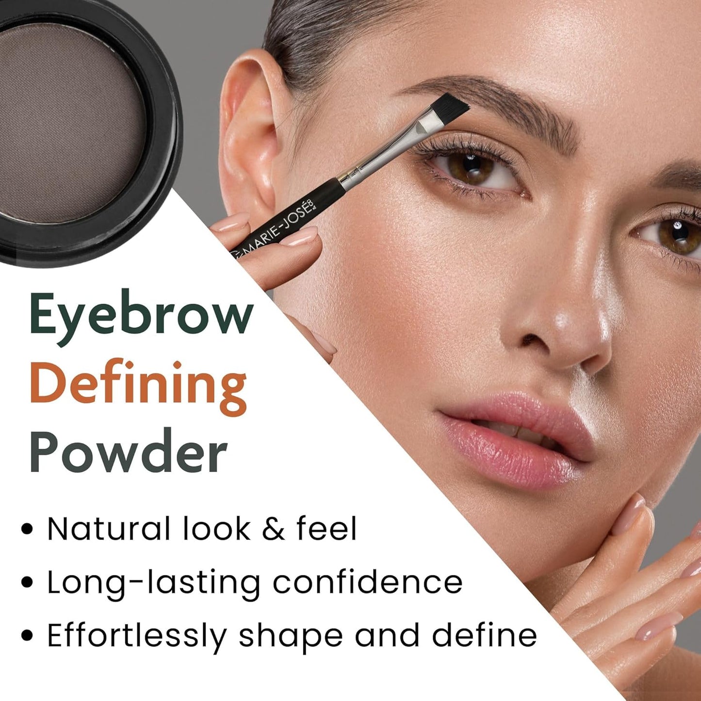 Marie-José Dark Brown Eyebrow Powder - Warm, Rich, Chocolate Brown Makeup Powder- Effortless All-Day Brow Beauty - Compact Size 0.10oz for Purse or Travel Size - Made in USA