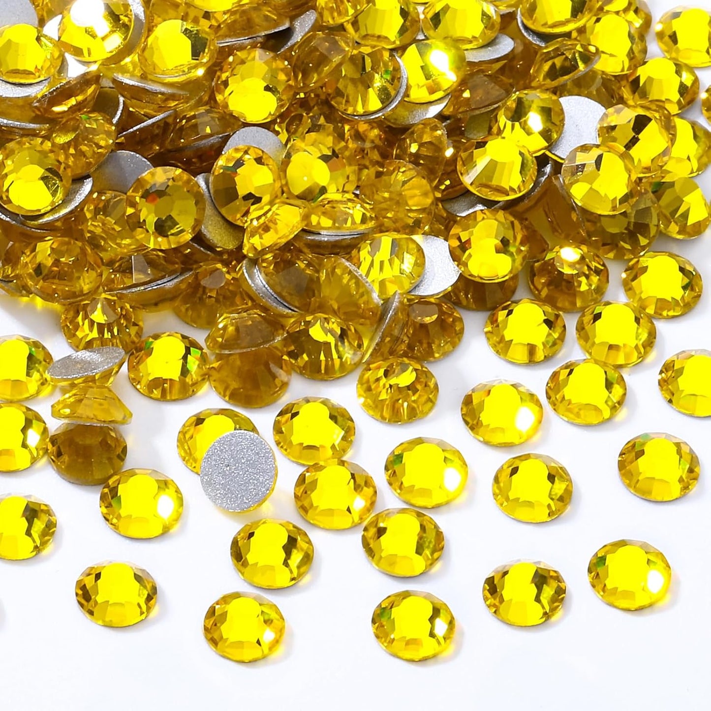 Yellow Flatback Rhinestones, Glass Rhinestones for Nail Art and Craft, Glue Fix, Loose Crystal Gemstones(Yellow, SS12, 2880pcs, 2.9-3.0mm)