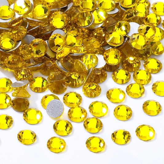 Yellow Flatback Rhinestones, Glass Rhinestones for Nail Art and Craft, Glue Fix, Loose Crystal Gemstones(Yellow, SS16, 2880pcs, 3.8-4.0mm)