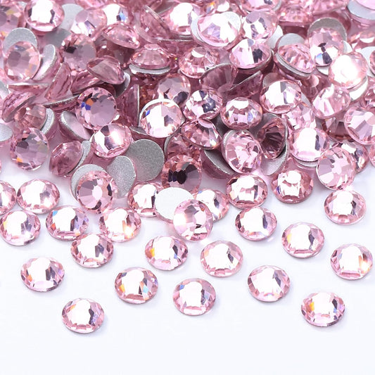 Pink Flatback Rhinestones, Glass Rhinestones for Nail Art and Craft, Glue Fix, Loose Crystal Gemstones(Pink, SS20, 2880pcs, 4.6-4.8mm)