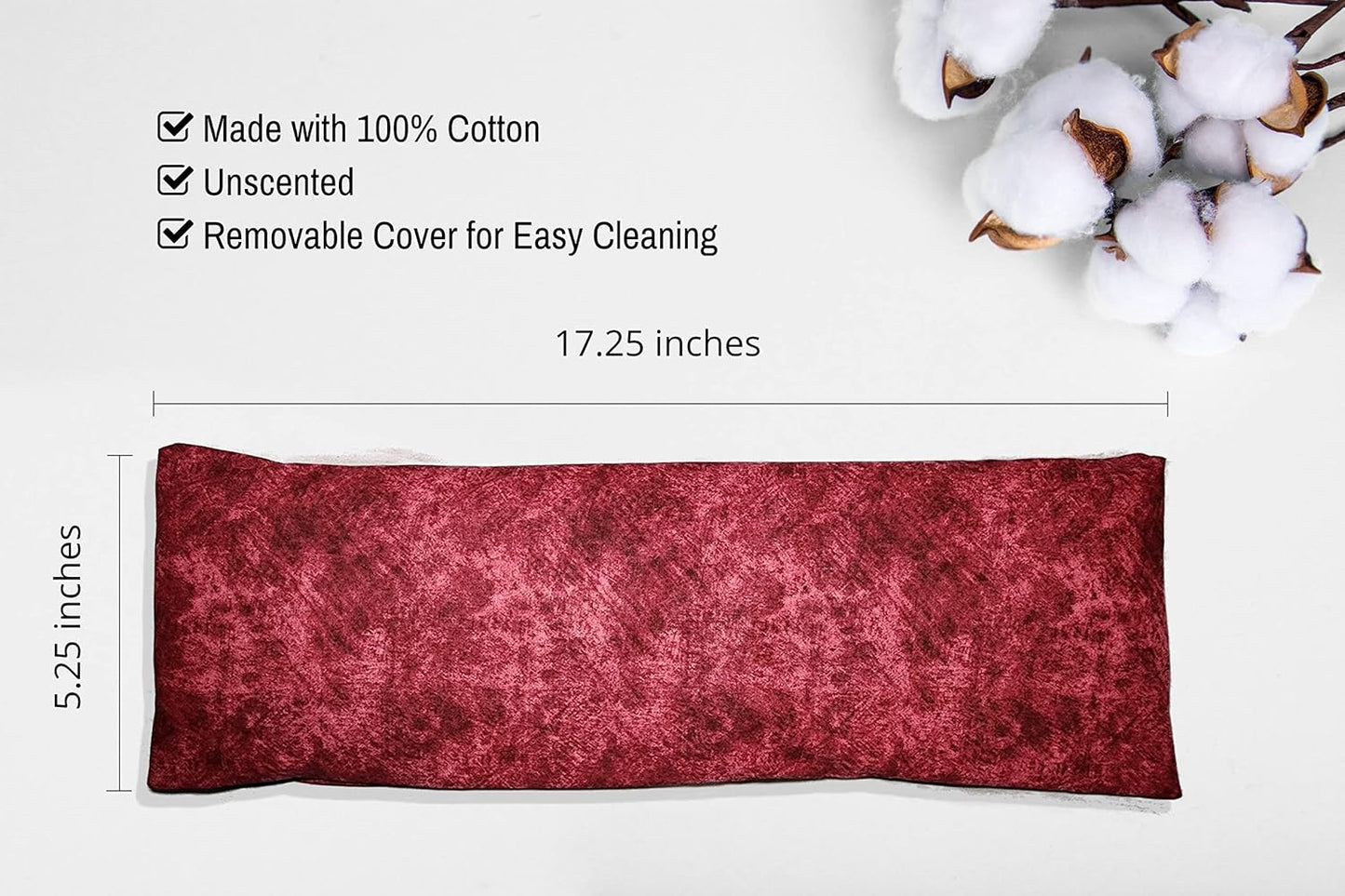 Microwavable Corn Filled Heating Pad and Cold Pack/Washable 100% Cotton Cover (Etched - Burgundy, 5.25in W x 17.25in L)