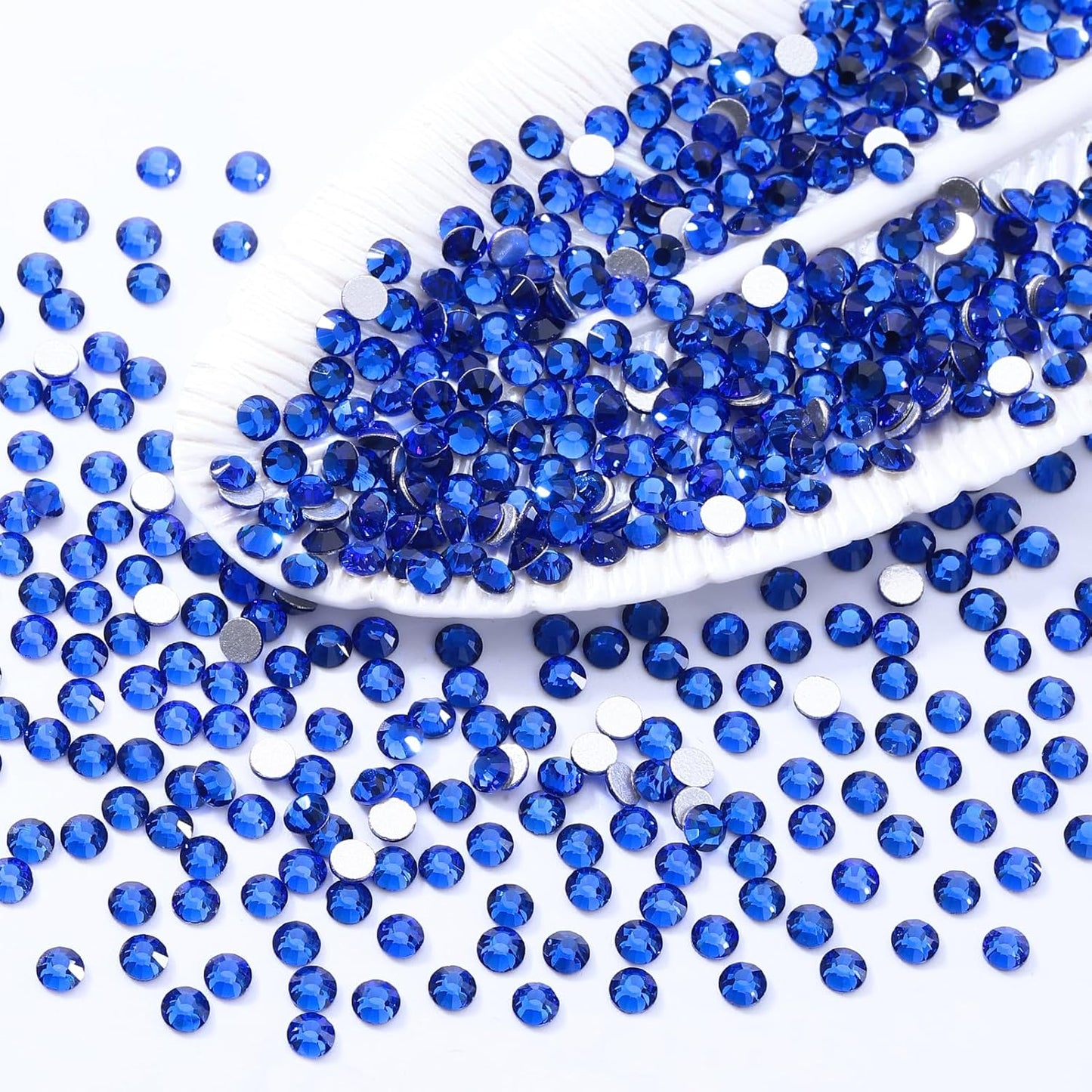 Sapphire Flatback Rhinestones, Glass Rhinestones for Nail Art and Craft, Glue Fix, Loose Crystal Gemstones(Blue, SS8, 1440pcs, 2.3-2.5mm)