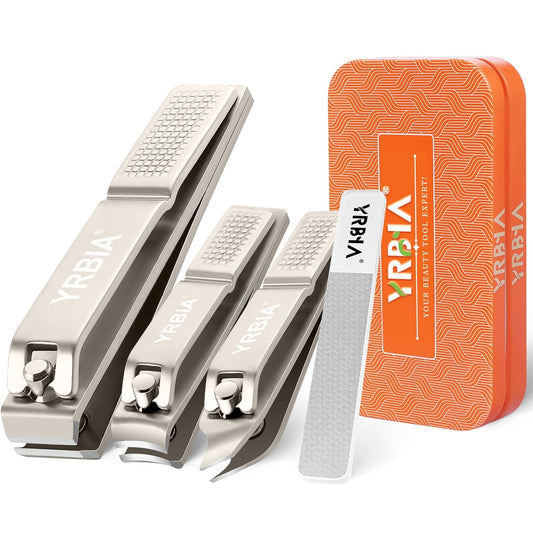 Nail Clippers with Glass Nail File, 4 Piece Ultra Sharp Nail Clipper Set, Professional Fingernail & Toenail Clippers Nail Cutter for Men and Women (Champagne)