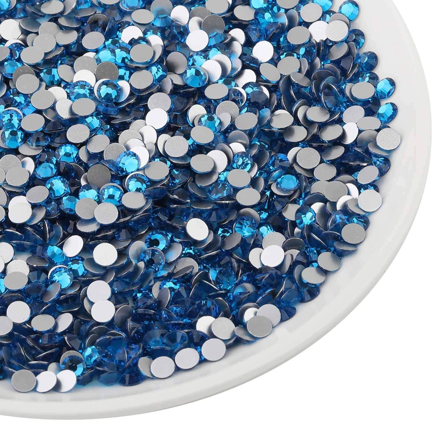 beadsland Flat Back Crystal Rhinestones Round Gems for Nail Art and Craft Glue Fix, Capri Blue (2.9-3.0mm) SS12/1440pcs