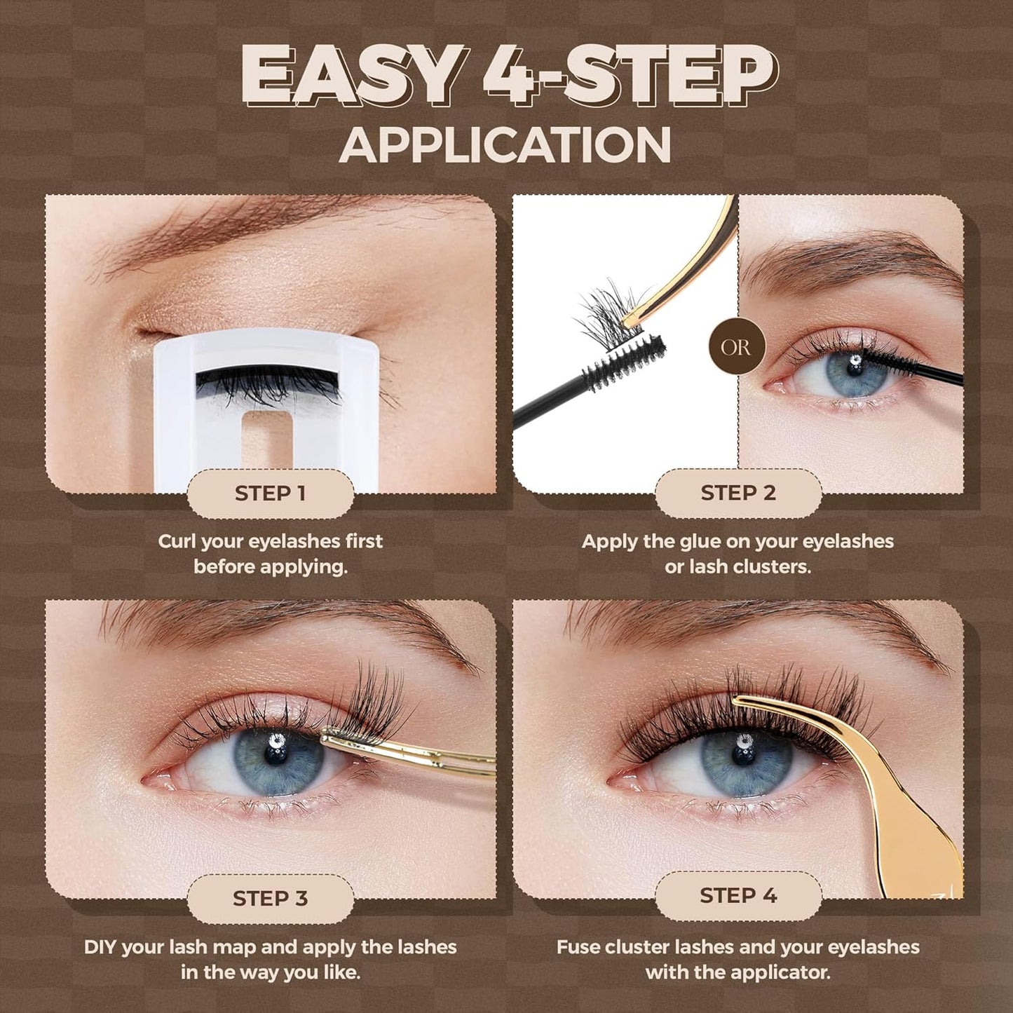 PopUp Cluster Lashes Wispy Cluster Eyelash Extensions 3D DIY Lash Clusters 10-16mm Multilayered Eyelash Clusters, Reusable Fluffy Individual Lashes Cluster(BDD02)