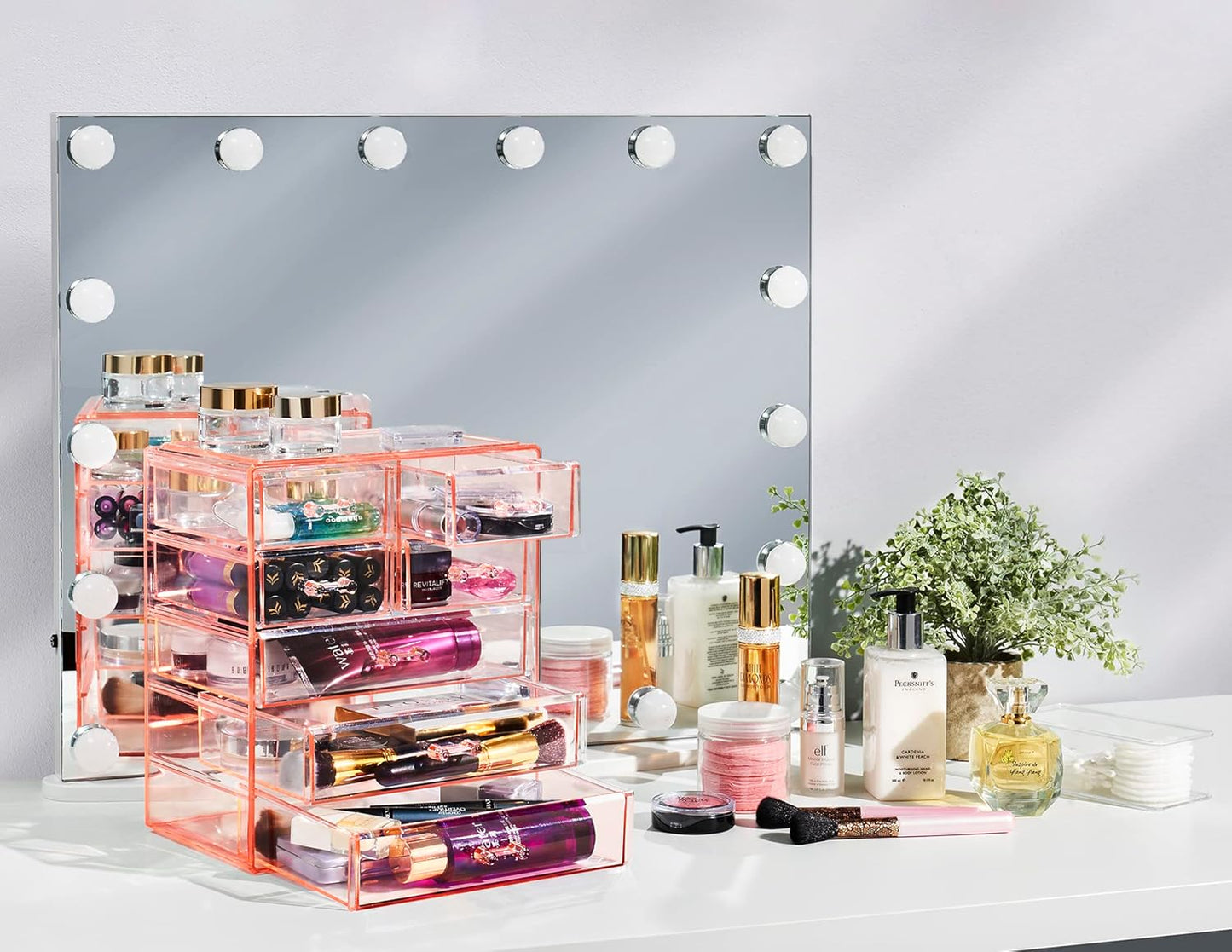 Sorbus Acrylic Makeup Organizer - Organization and Storage Case for Cosmetics Make Up & Jewelry - Big Clear Makeup Organizer for Vanity, Bathroom, College Dorm, Closet, Desk (3 Large, 4 Small Drawers)