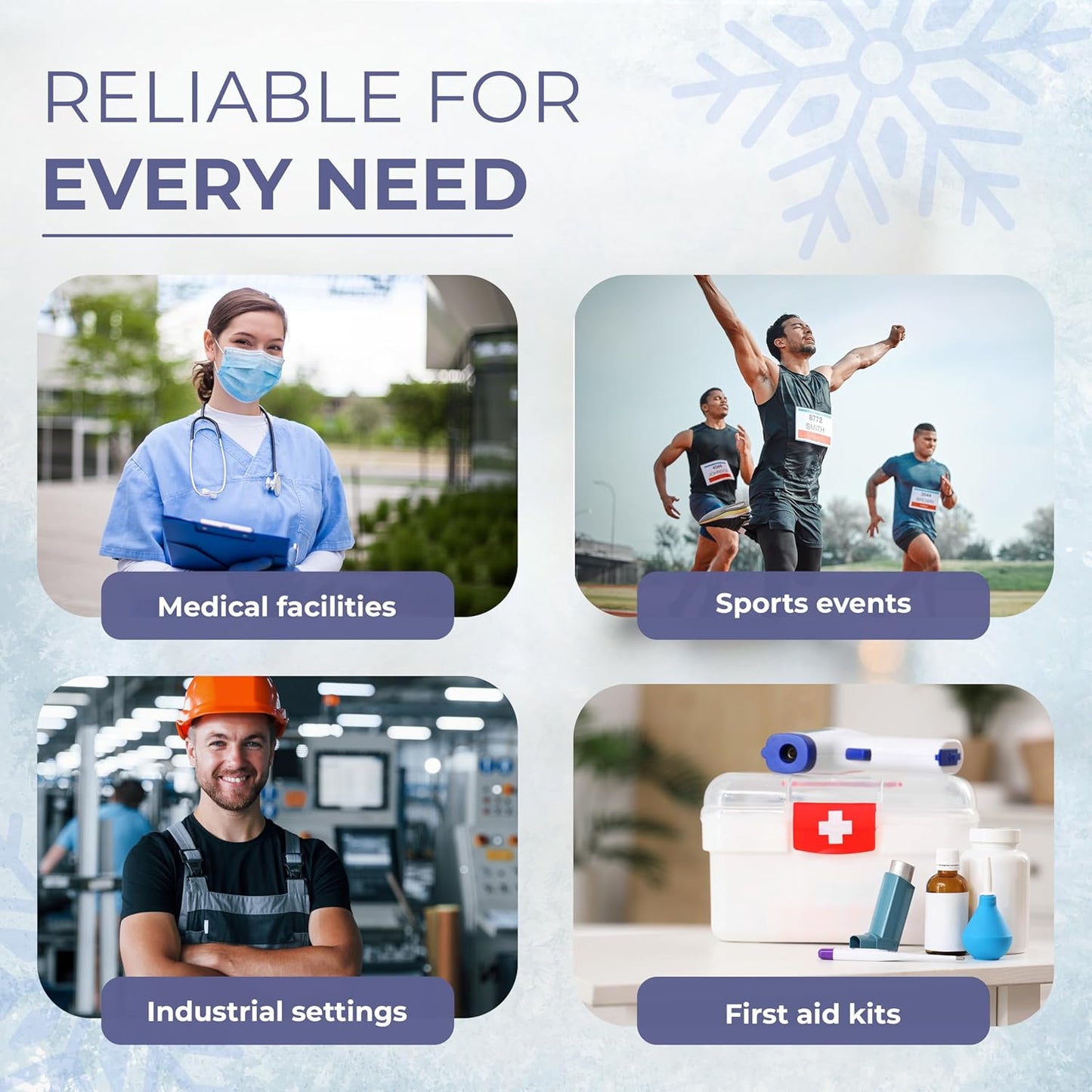 Ever Ready First Aid Disposable Cold Compress – Instant Ice Pack for Injuries, Swelling & Pain Relief – 4.5" x 7" – 12 Pack