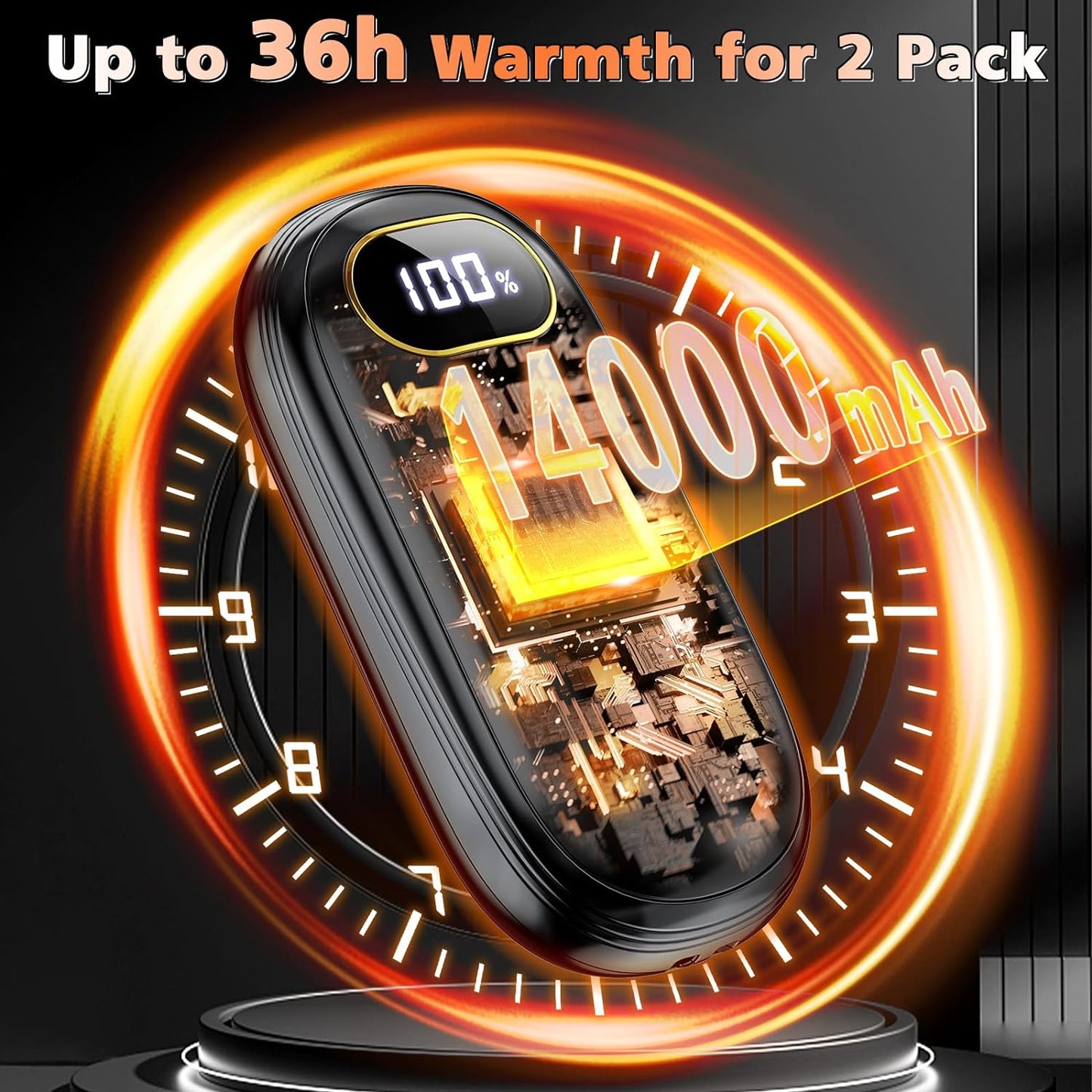 Hand Warmers Rechargeable - Electric Hand Warmers Rechargeable 2 Pack Heat Up to 131℉ with 18Hrs Warmth, Electronic Portable Pocket Heater for Golf Raynauds Camping, Gifts for Women Man