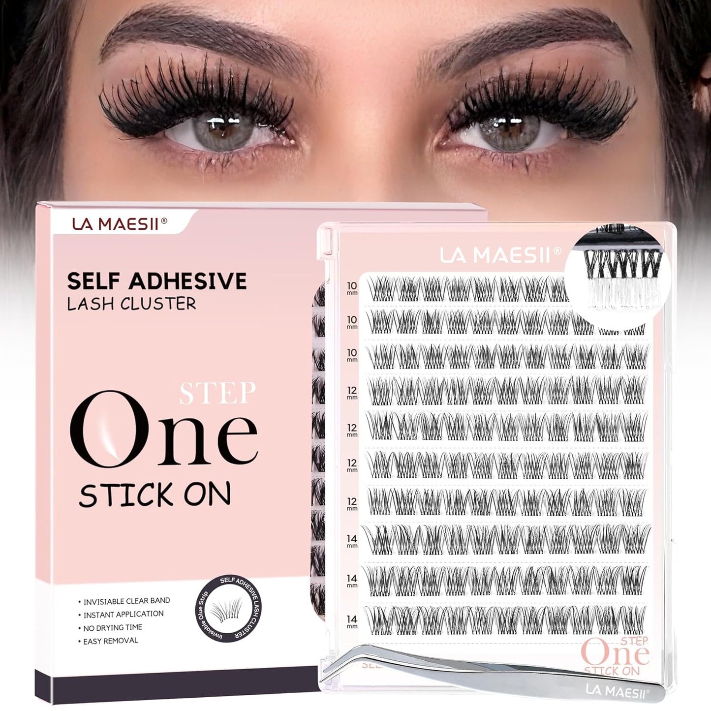 Self Adhesive Eyelashes, 112Pcs Clear Band Lash Clusters, Wipsy Pre-Glued Eyelash Clusters, No Glue Needed Press On Invisible Band Resuable Eyelashes(SC15)