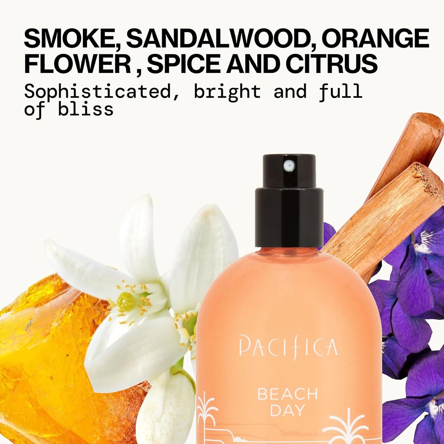 Pacifica Beach Day Spray Perfume, Fragrances, Bliss, Bergamont, Orange Flower, Sandalwood, Amber, Suede Leather, Clean Perfume, Parfum, Eau de Toilette Clean Vegan & Cruelty-Free