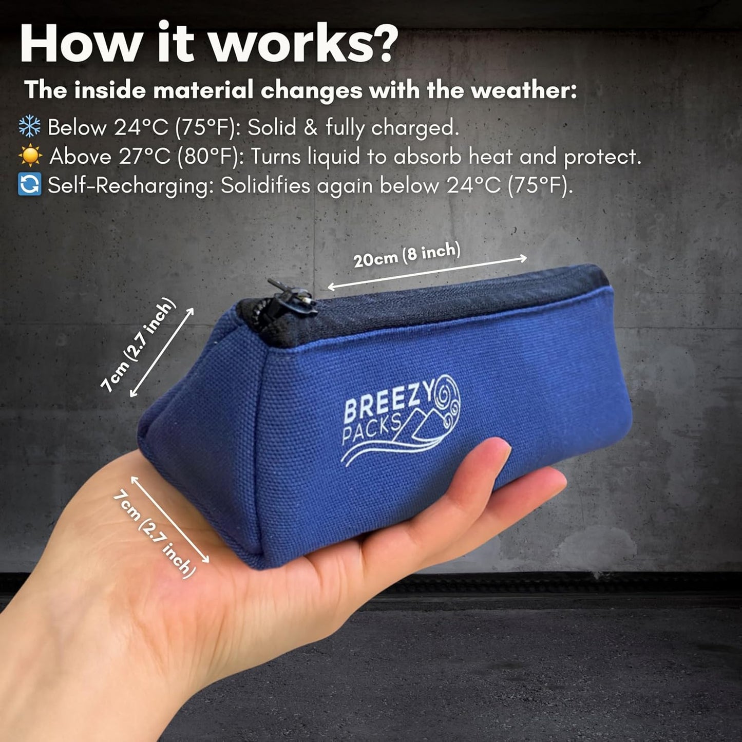 Insulin Pens Cooler Travel Case 24/7 Protection | EpiPen Carry Medical Bag | TSA-Approved Diabetic Case Without Icepacks | Keep medicine at room temp. | Breezy Basic (Navy)