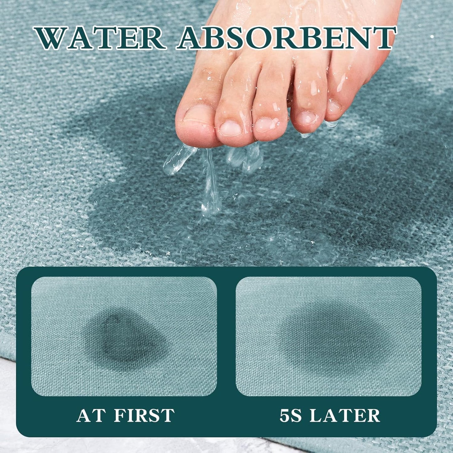 chakme Bathroom Rugs Mat 24x17, Ultra Thin Non Slip Bath Mat Small Quick Dry Absorbent Bath Mat for Bathroom Floor, (Light Blue, 24"x17")