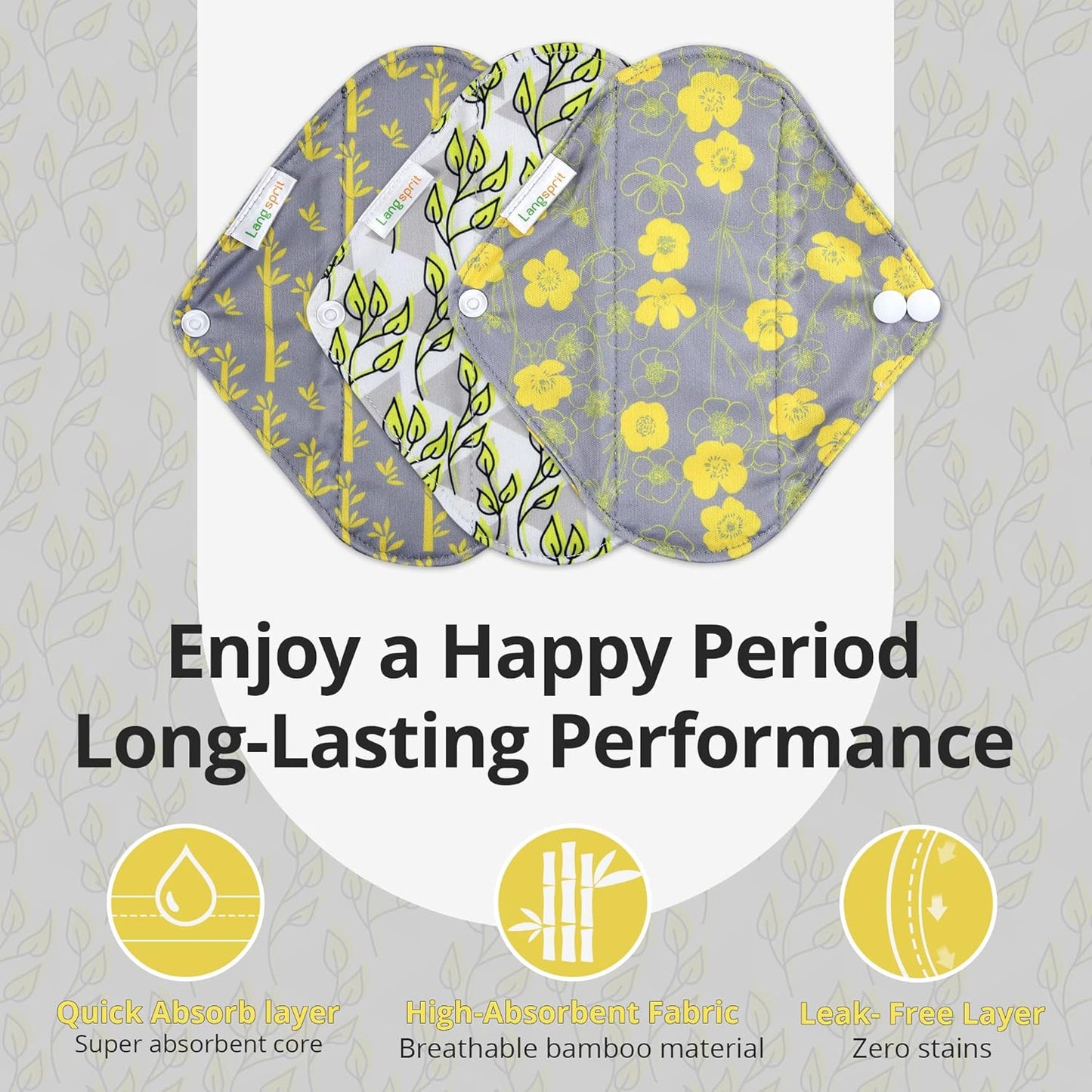 7pcs Set 1 pc Mini Wet Bag +6pcs Absorbent Reusable Sanitary Pads/Washable Cloth Menstrual Pads（Spring,S…