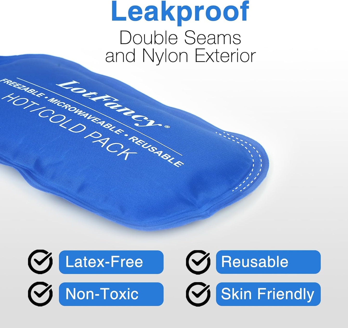 LotFancy Gel Ice Packs, 2pc Reusable Hot Cold Pack for Therapy, Heating Cooling Gel Pad, Pain Relief for Face, Head, TMJ, Wisdom Teeth, Oral Facial Surgery, Sport Injuries, Migraine, Muscle Joint