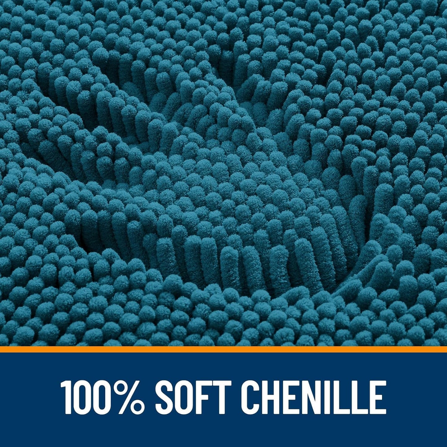 OLANLY Bathroom Rugs 24x16, Extra Soft Absorbent Chenille Bath Rugs, Rubber Backing Quick Dry, Machine Washable Bath Mats for Bathroom Floor, Tub and Shower, Home Decor Accessories, Peacock Blue